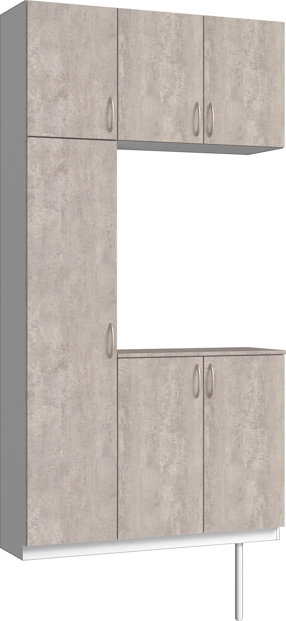 玄関収納　イエリア　開き戸ユニット　フラット　Ｓ３１　コの字ＰＬＡＮ　シューズ収納　パネル扉　１２００幅　〈コンクリートグレー柄〉　ハンドルラウンド型〈Ｔシルバー色〉