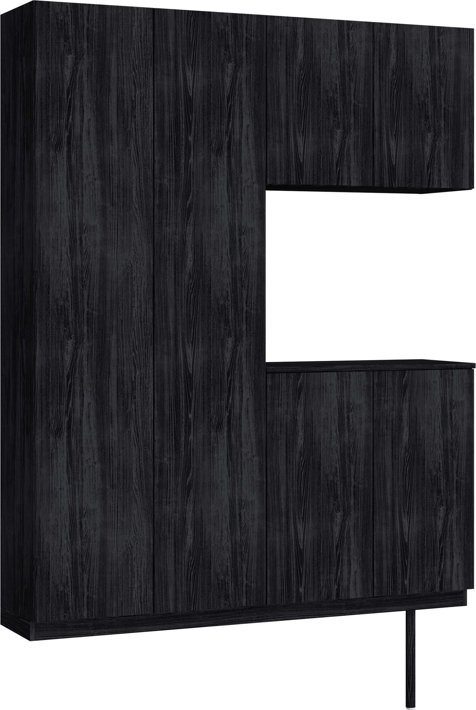 玄関収納　イエリア　開き戸ユニット　フラット縦木目　Ｓ０１　コの字ＰＬＡＮ　シューズ収納　ウッド扉　１６００幅　〈モスブラック柄〉　ハンドルレス