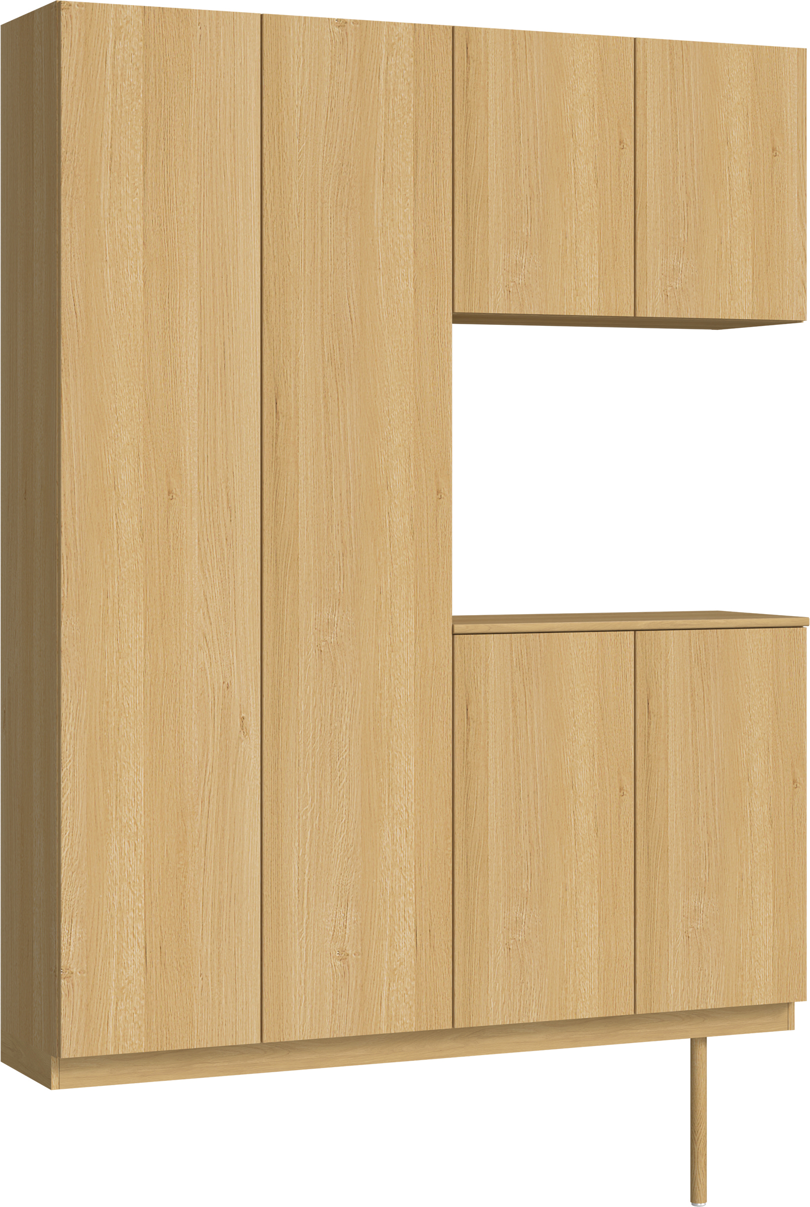 玄関収納　イエリア　開き戸ユニット　フラット縦木目　Ｓ０１　コの字ＰＬＡＮ　シューズ収納　ウッド扉　１６００幅　〈ライトオーカー柄〉　ハンドルレス