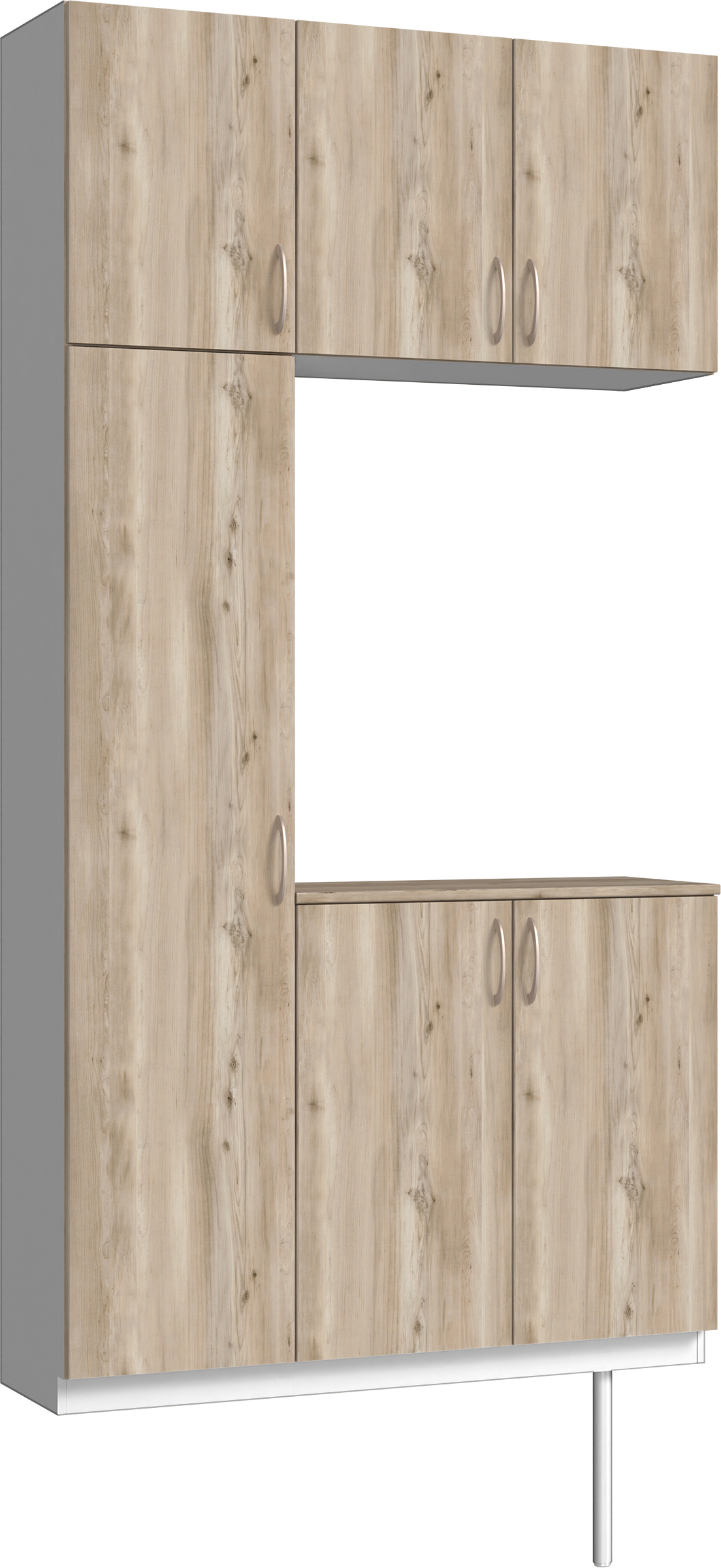 玄関収納　イエリア　開き戸ユニット　フラット　Ｓ３１　コの字ＰＬＡＮ　シューズ収納　パネル扉　１２００幅　〈スモークグレー柄〉　ハンドルラウンド型〈Ｔシルバー色〉