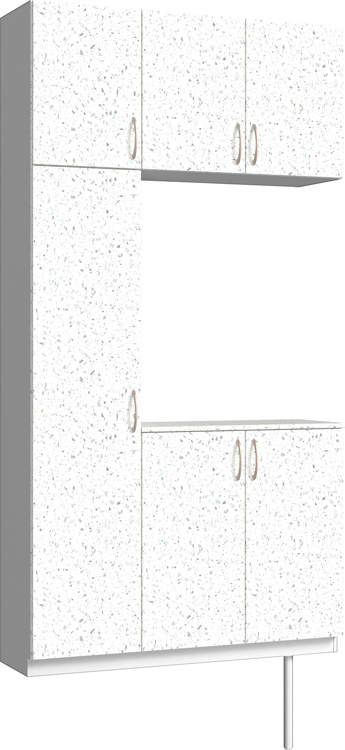 玄関収納　イエリア　開き戸ユニット　フラット　Ｓ３１　コの字ＰＬＡＮ　シューズ収納　パネル扉　１２００幅　〈テラゾホワイト柄〉　ハンドルラウンド型〈Ｔシルバー色〉