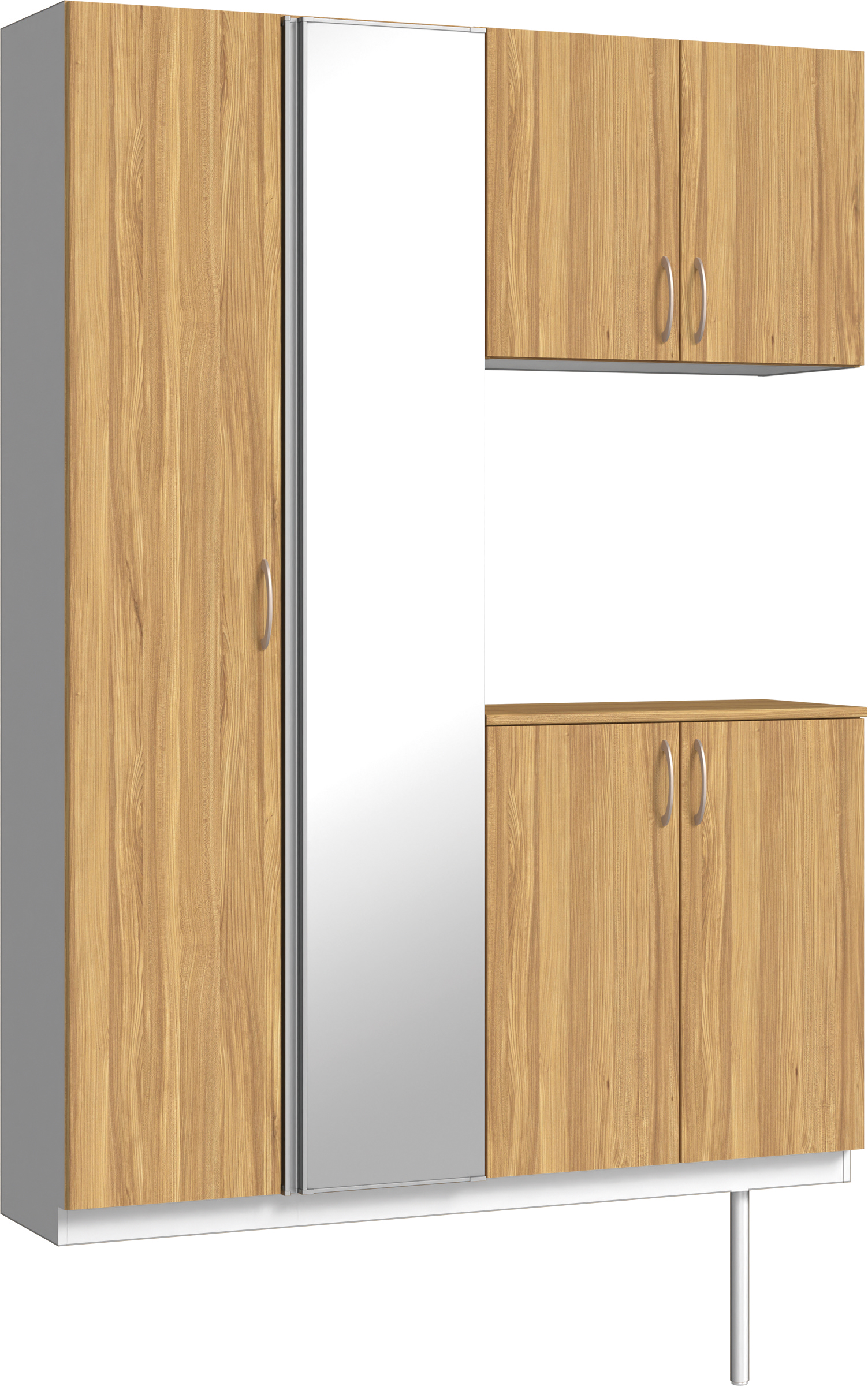 玄関収納　イエリア　開き戸ユニット　フラット　Ｓ８３　コの字ＰＬＡＮ　シューズ収納　ミラー扉　１４８０幅　〈シナモンブラウン柄〉　ハンドルラウンド型〈Ｔシルバー色〉