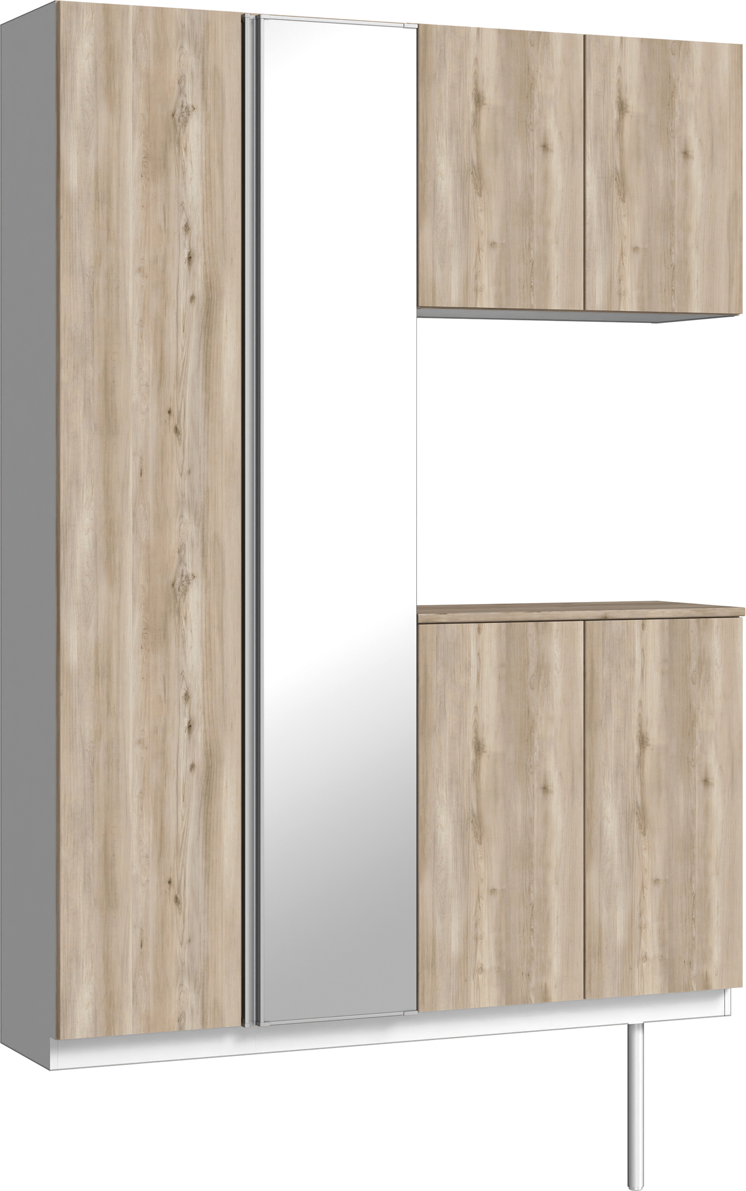 玄関収納　イエリア　開き戸ユニット　フラット　Ｓ８３　コの字ＰＬＡＮ　シューズ収納　ミラー扉　１４８０幅　〈スモークグレー柄〉　ハンドルレス