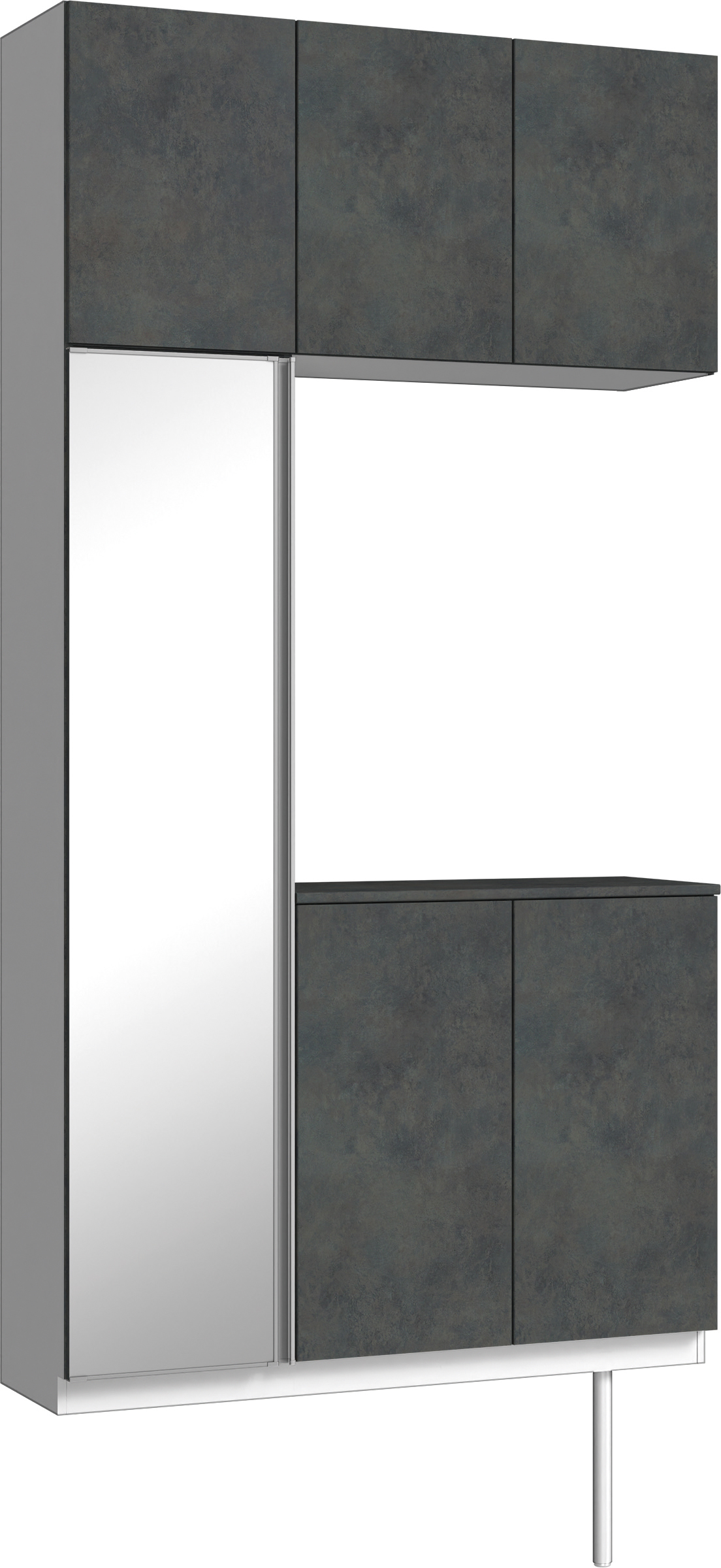 玄関収納　イエリア　開き戸ユニット　フラット　Ｓ３８　コの字ＰＬＡＮ　シューズ収納　ミラー扉　１２００幅　〈アイアンブラック柄〉　ハンドルレス