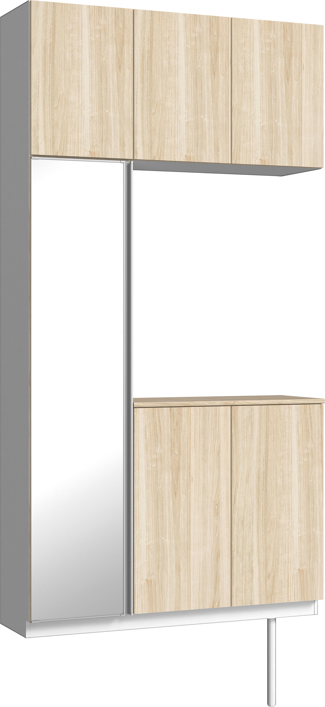 玄関収納　イエリア　開き戸ユニット　フラット　Ｓ３８　コの字ＰＬＡＮ　シューズ収納　ミラー扉　１２００幅　〈コットンベージュ柄〉　ハンドルレス