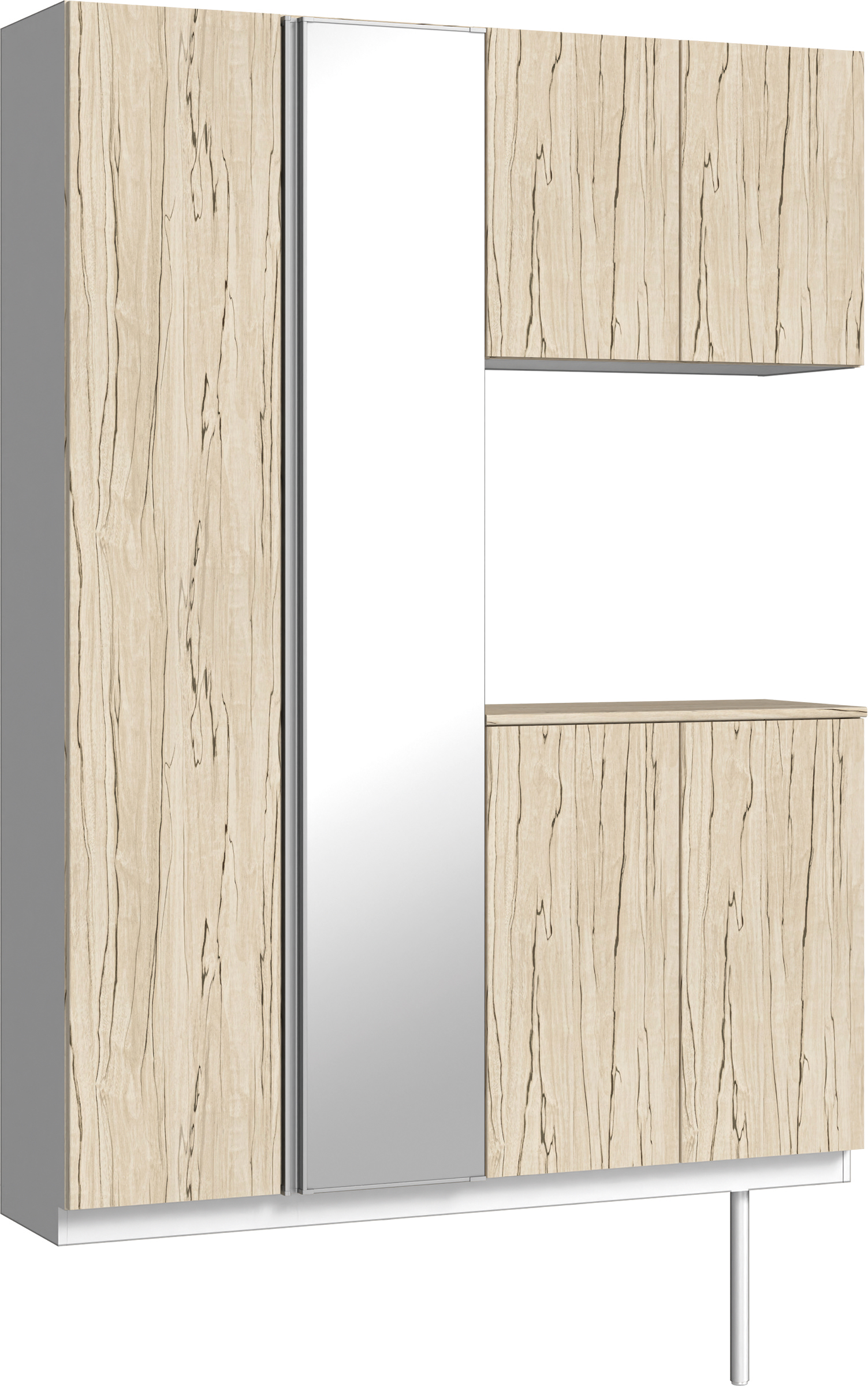 玄関収納　イエリア　開き戸ユニット　フラット　Ｓ８３　コの字ＰＬＡＮ　シューズ収納　ミラー扉　１４８０幅　〈スロウベージュ柄〉　ハンドルレス