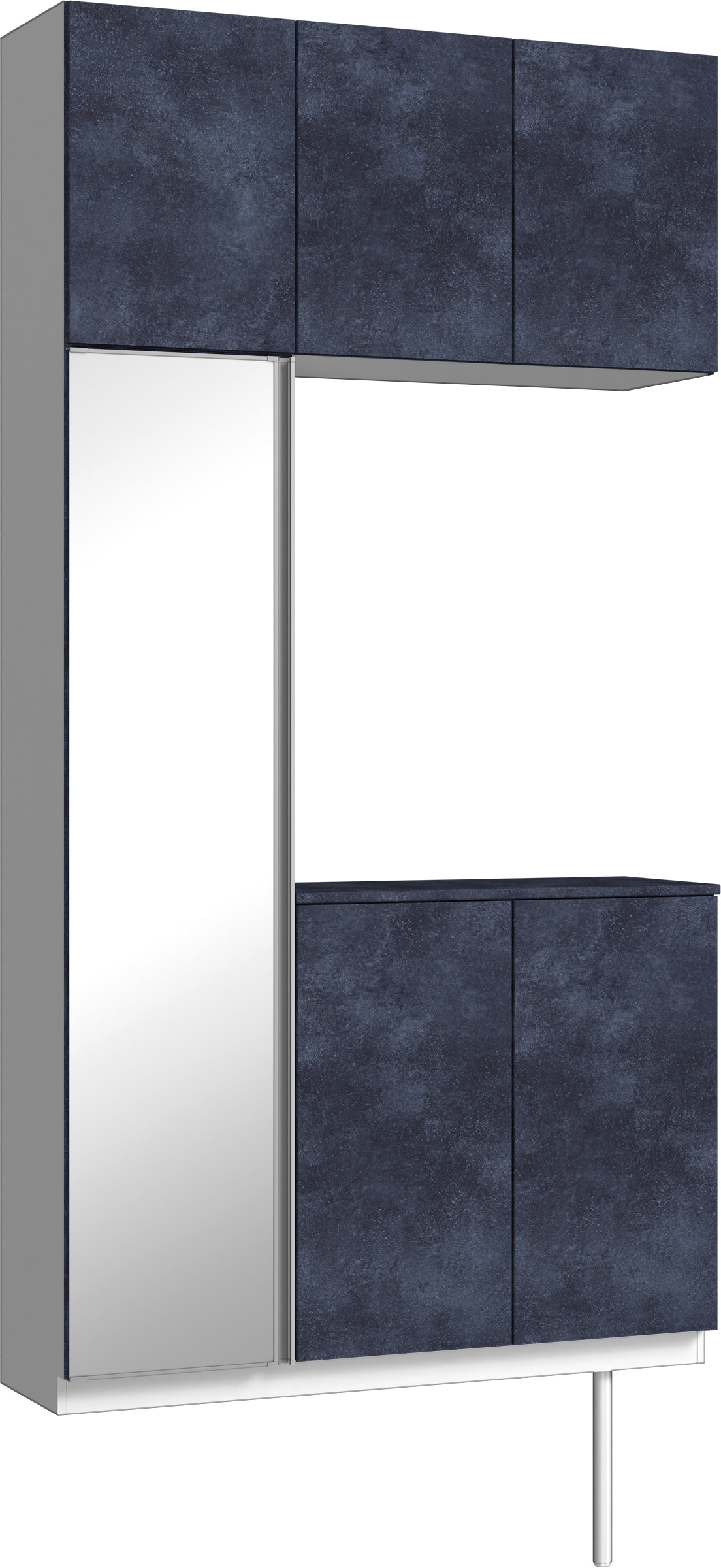 玄関収納　イエリア　開き戸ユニット　フラット　Ｓ３８　コの字ＰＬＡＮ　シューズ収納　ミラー扉　１２００幅　〈コバルトブルー柄〉　ハンドルレス