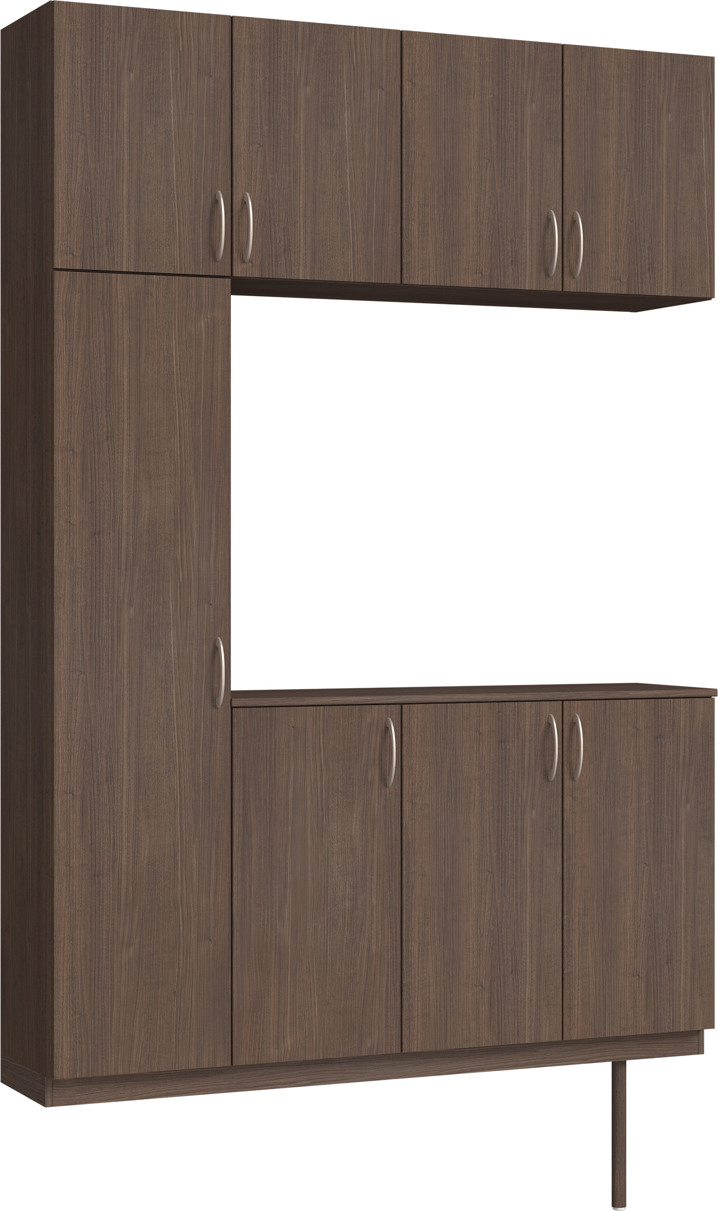 玄関収納　イエリア　開き戸ユニット　フラット縦木目　Ｓ１６　コの字ＰＬＡＮ　シューズ収納　ウッド扉　１６００幅　　〈ダルブラウン柄〉　ハンドルラウンド型〈Ｔシルバー色〉