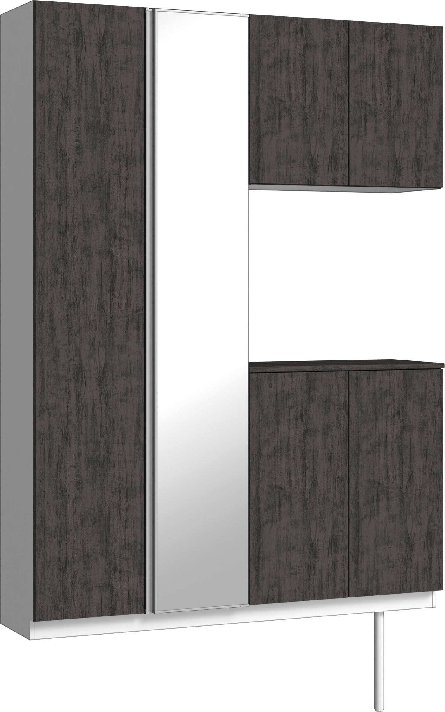 玄関収納　イエリア　開き戸ユニット　フラット　Ｓ８３　コの字ＰＬＡＮ　シューズ収納　ミラー扉　１４８０幅　〈ドライブラック柄〉　ハンドルレス