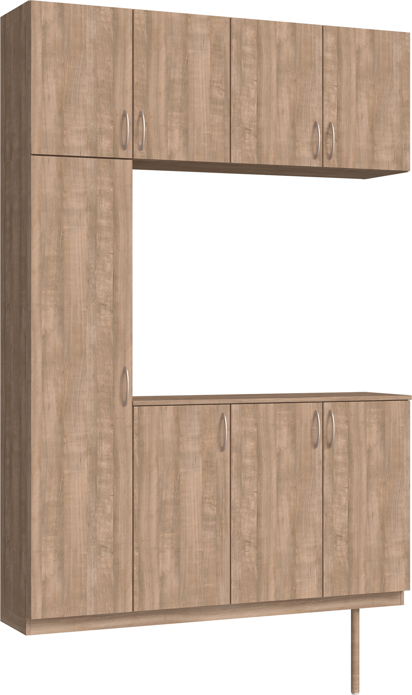 玄関収納　イエリア　開き戸ユニット　フラット縦木目　Ｓ１６　コの字ＰＬＡＮ　シューズ収納　ウッド扉　１６００幅　　〈トープグレー柄〉　ハンドルラウンド型〈Ｔシルバー色〉