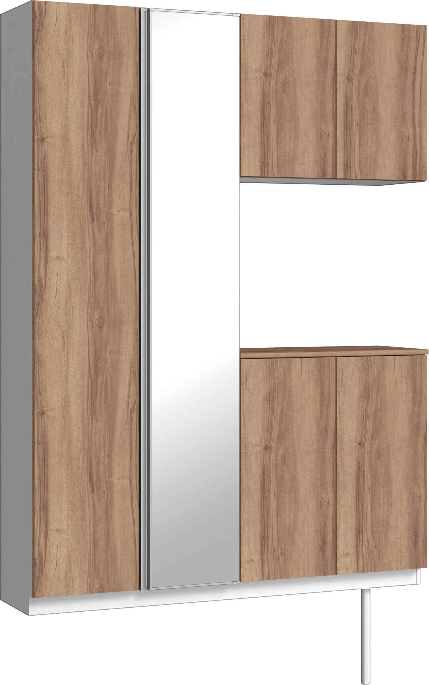 玄関収納　イエリア　開き戸ユニット　フラット　Ｓ８３　コの字ＰＬＡＮ　シューズ収納　ミラー扉　１４８０幅　〈バームブラウン柄〉　ハンドルレス