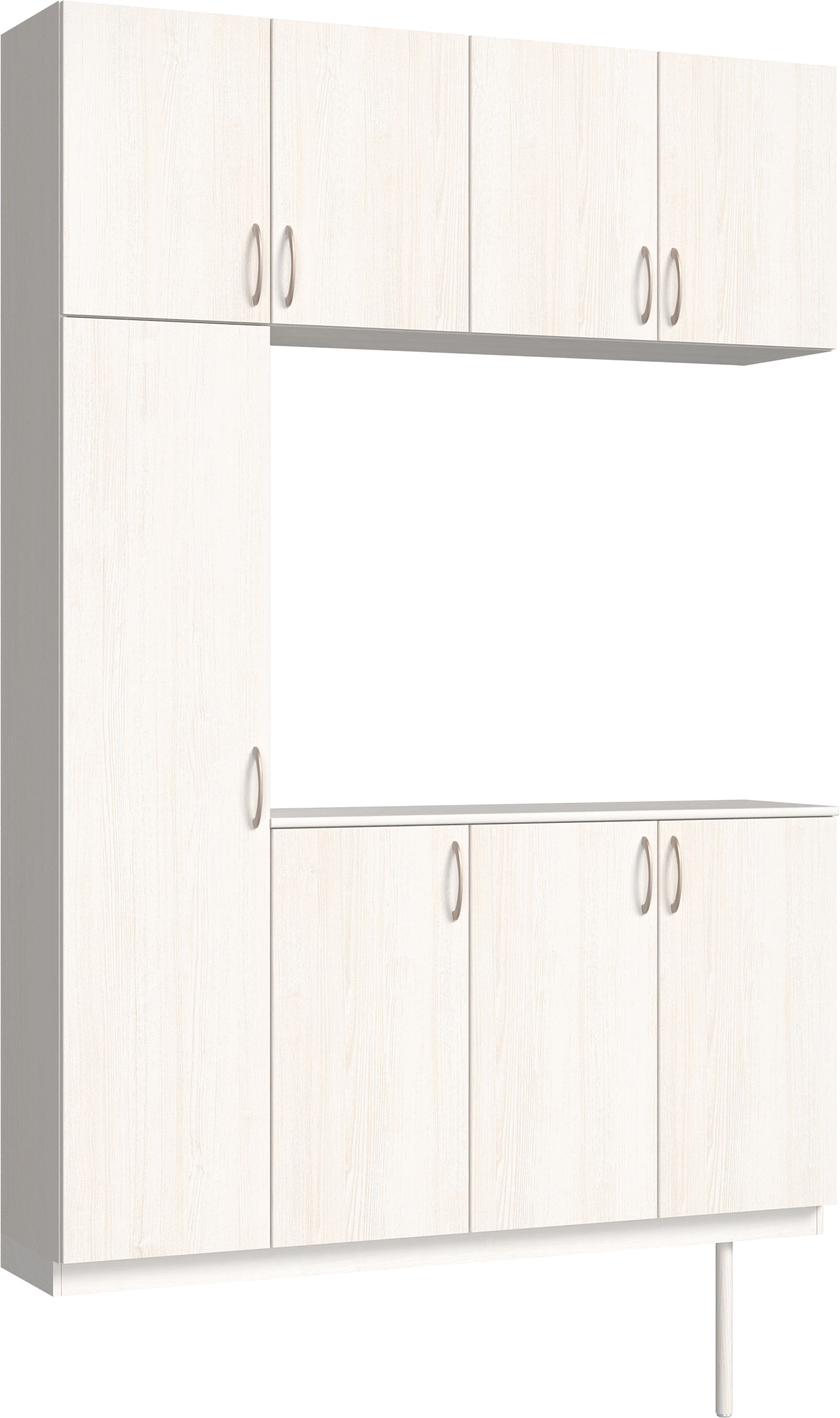 玄関収納　イエリア　開き戸ユニット　フラット縦木目　Ｓ１６　コの字ＰＬＡＮ　シューズ収納　ウッド扉　１６００幅　　〈ネオホワイト柄〉　ハンドルラウンド型〈Ｔシルバー色〉