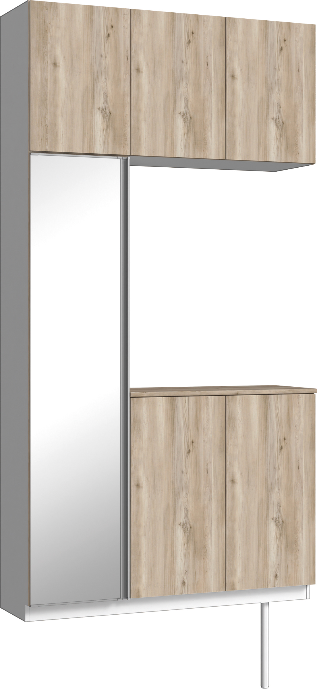 玄関収納　イエリア　開き戸ユニット　フラット　Ｓ３８　コの字ＰＬＡＮ　シューズ収納　ミラー扉　１２００幅　〈スモークグレー柄〉　ハンドルレス