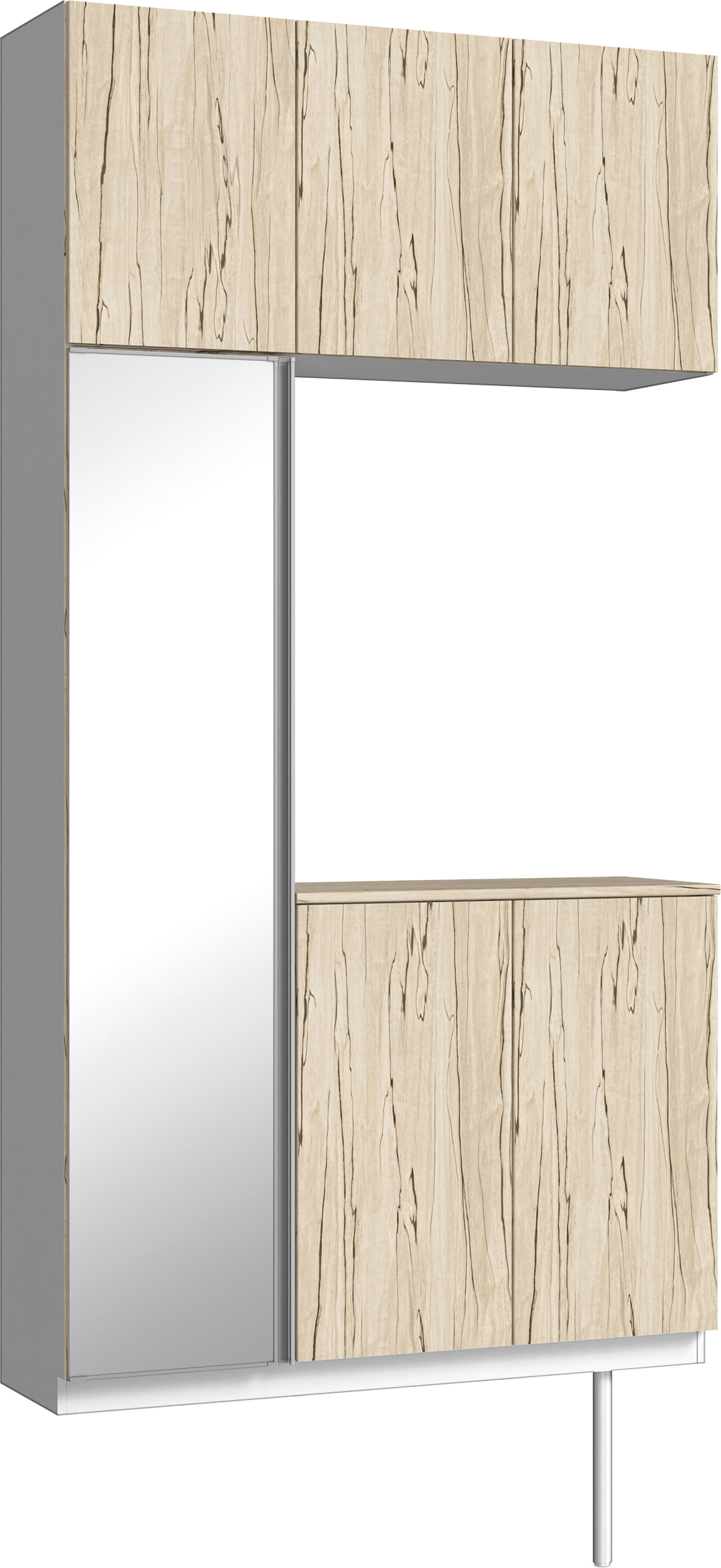 玄関収納　イエリア　開き戸ユニット　フラット　Ｓ３８　コの字ＰＬＡＮ　シューズ収納　ミラー扉　１２００幅　〈スロウベージュ柄〉　ハンドルレス