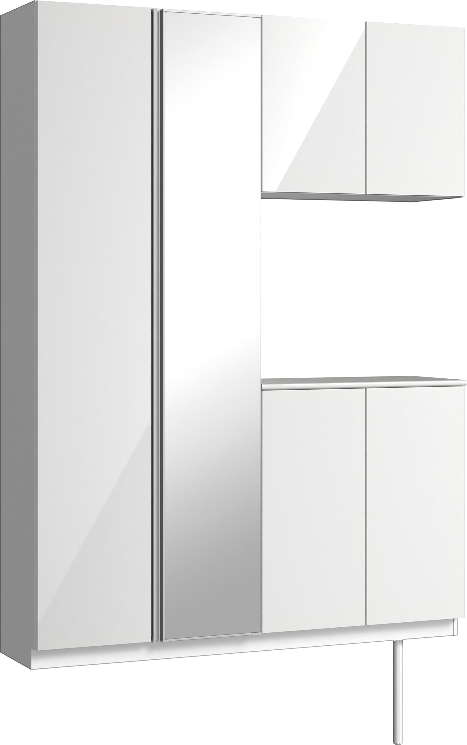 玄関収納　イエリア　開き戸ユニット　フラット　Ｓ８３　コの字ＰＬＡＮ　シューズ収納　ミラー扉　１４８０幅　〈ルミホワイト柄〉　ハンドルレス