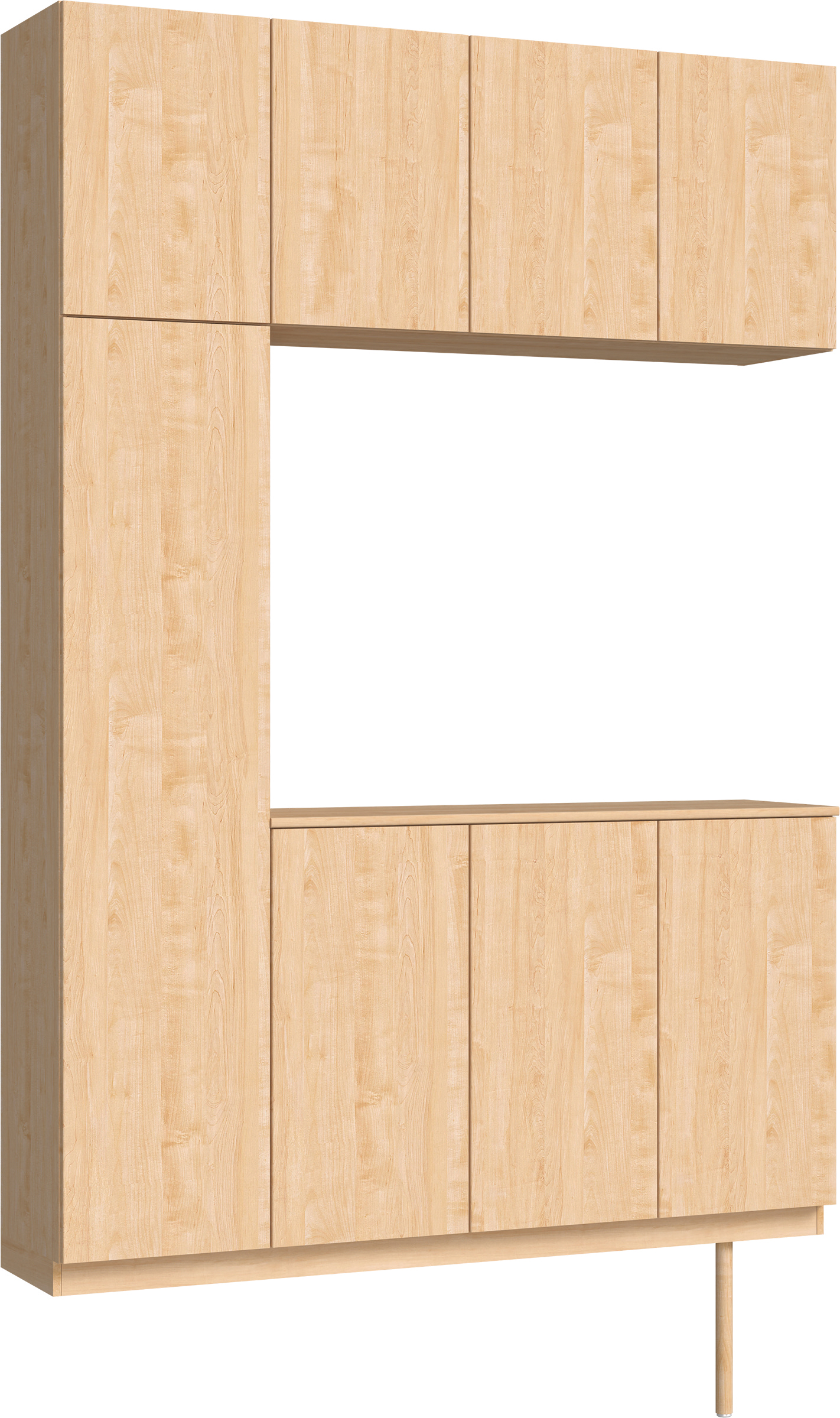 玄関収納　イエリア　開き戸ユニット　フラット縦木目　Ｓ１６　コの字ＰＬＡＮ　シューズ収納　ウッド扉　１６００幅　　〈ミルベージュ柄〉　ハンドルレス