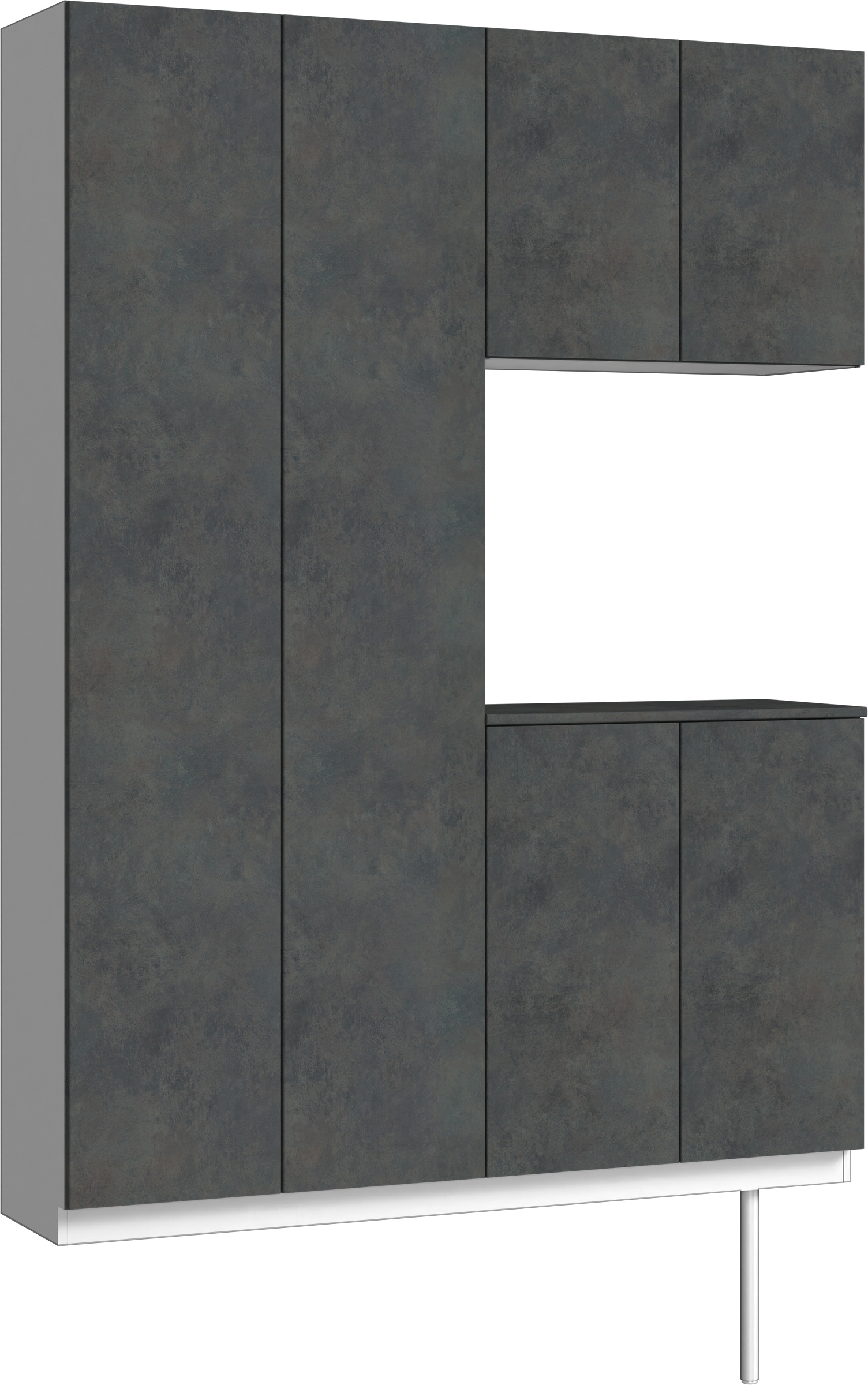 玄関収納　イエリア　開き戸ユニット　フラット　Ｓ８７　コの字ＰＬＡＮ　シューズ収納　パネル扉　１４８０幅　〈アイアンブラック柄〉　ハンドルレス