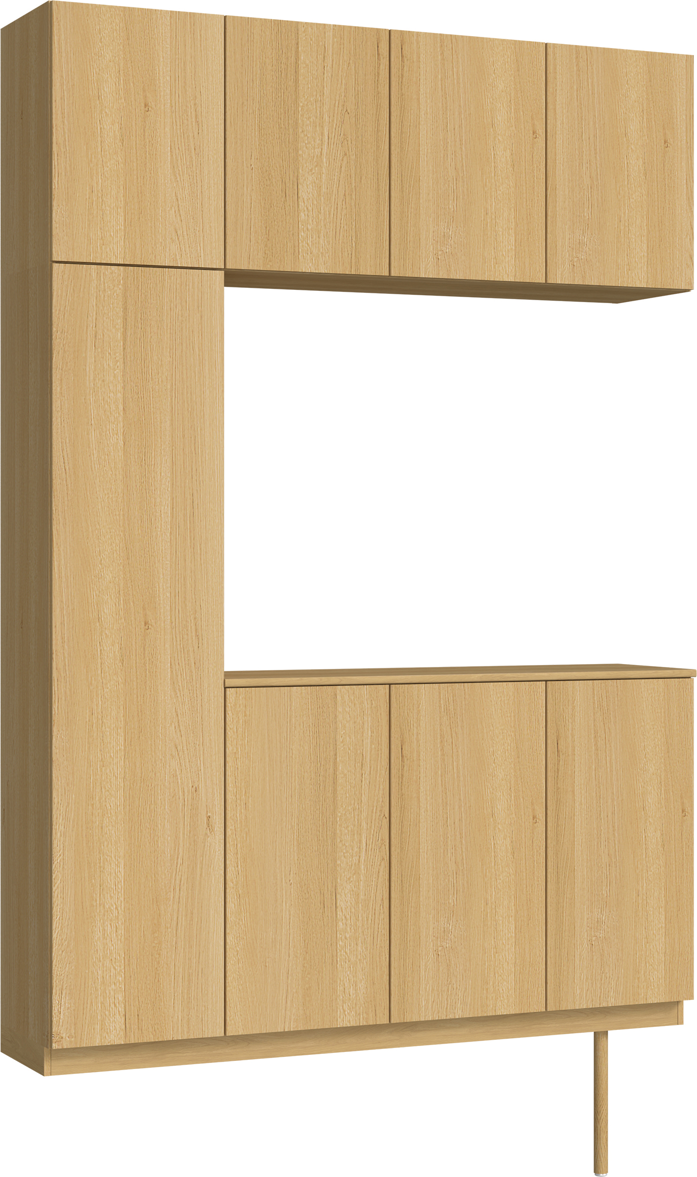 玄関収納　イエリア　開き戸ユニット　フラット縦木目　Ｓ１６　コの字ＰＬＡＮ　シューズ収納　ウッド扉　１６００幅　　〈ライトオーカー柄〉　ハンドルレス