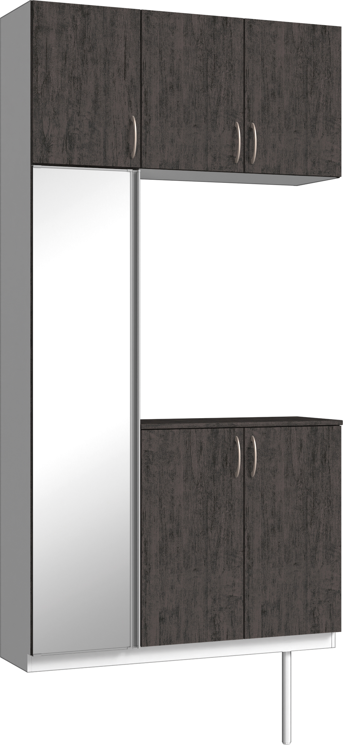 玄関収納　イエリア　開き戸ユニット　フラット　Ｓ３８　コの字ＰＬＡＮ　シューズ収納　ミラー扉　１２００幅　〈ドライブラック柄〉　ハンドルラウンド型〈Ｔシルバー色〉