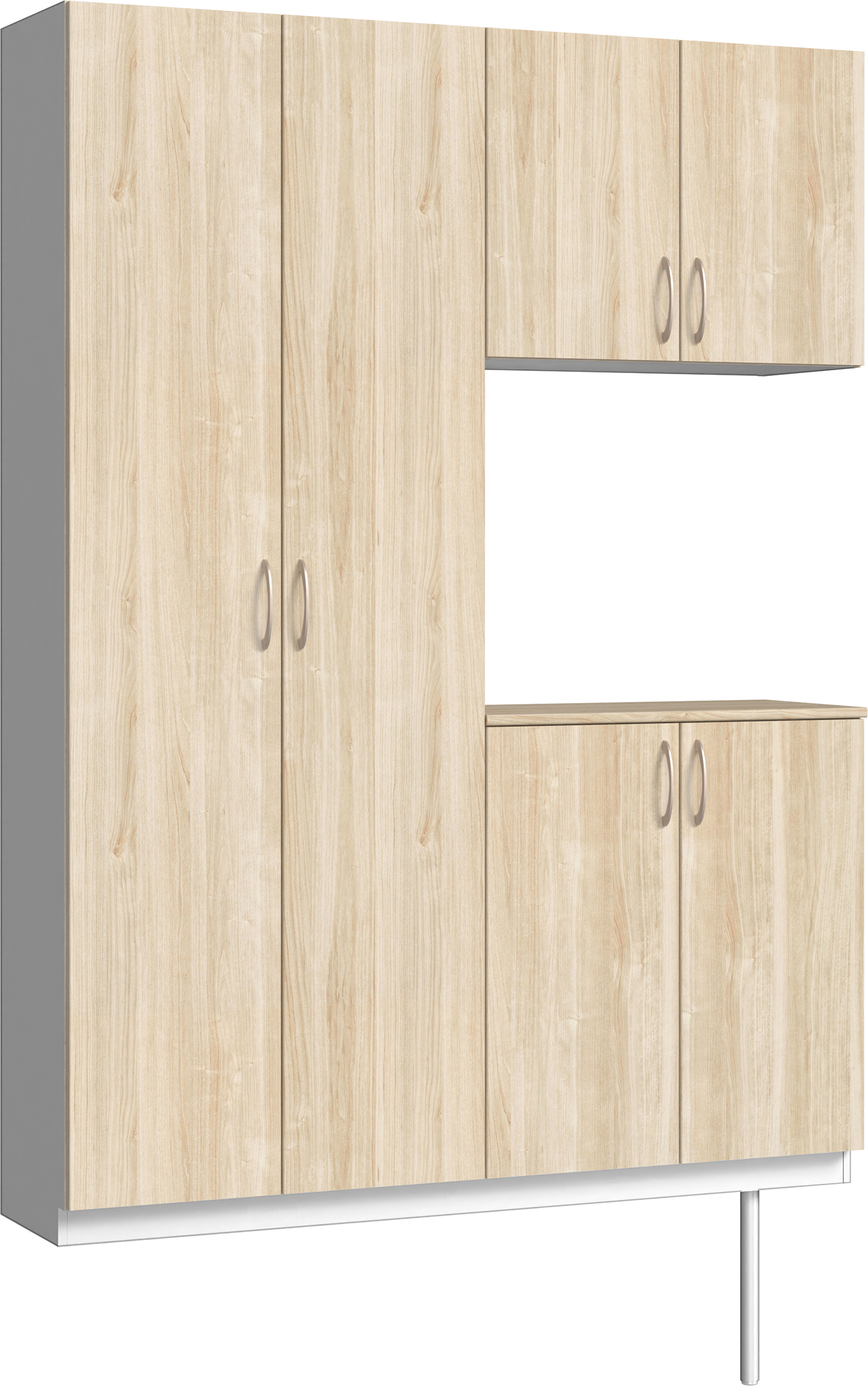 玄関収納　イエリア　開き戸ユニット　フラット　Ｓ８７　コの字ＰＬＡＮ　シューズ収納　パネル扉　１４８０幅　〈コットンベージュ柄〉　ハンドルラウンド型〈Ｔシルバー色〉