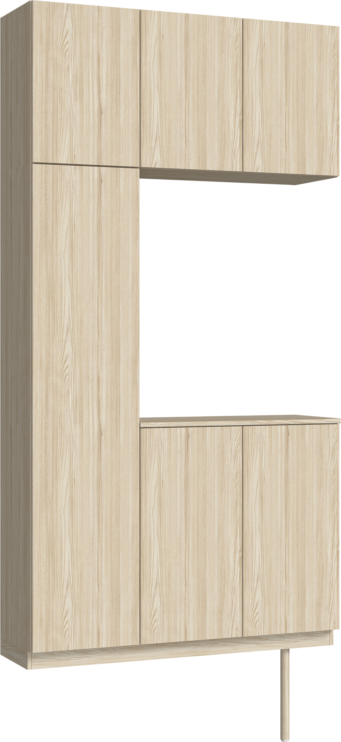 玄関収納　イエリア　開き戸ユニット　フラット縦木目　Ｓ３１　コの字ＰＬＡＮ　シューズ収納　ウッド扉　１２００幅　〈ソフトグレージュ柄〉　ハンドルレス