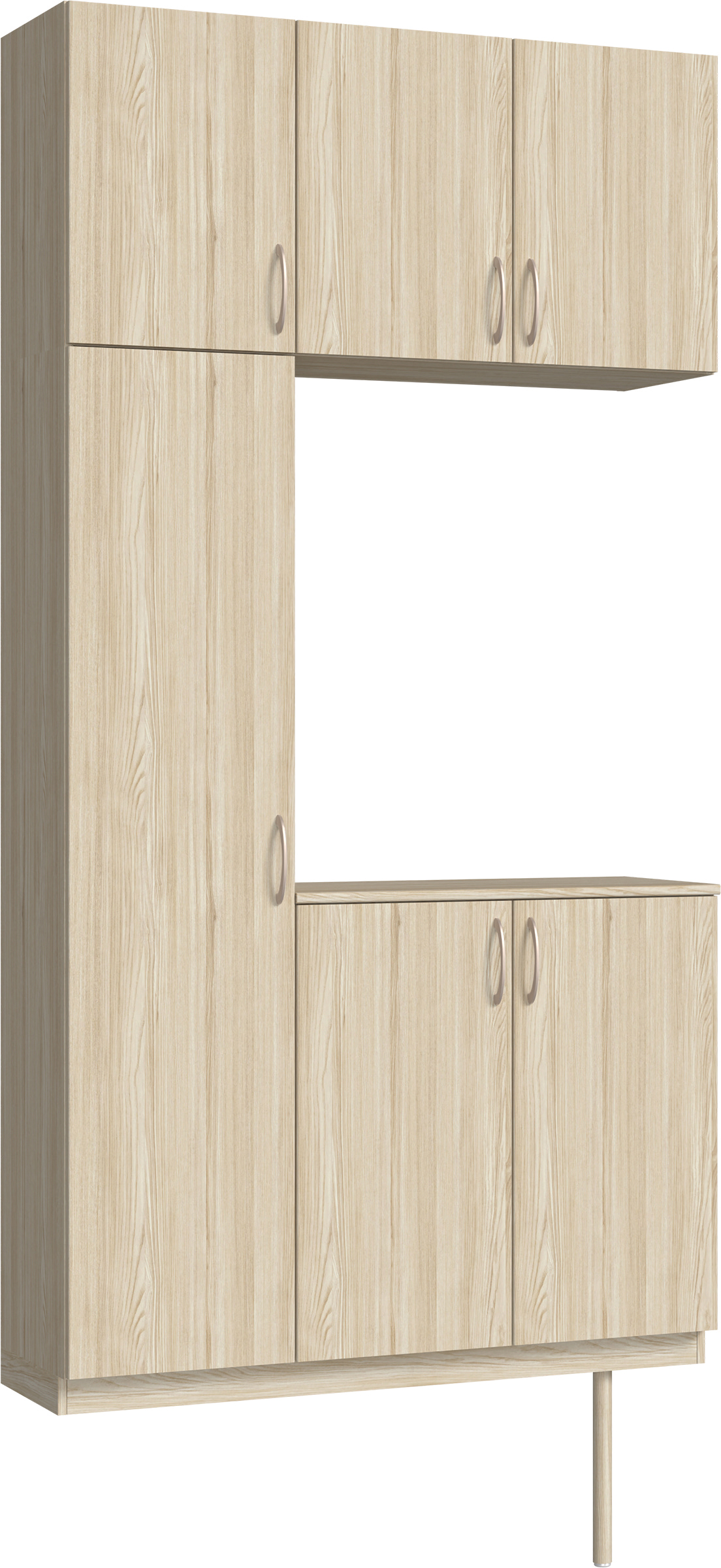 玄関収納　イエリア　開き戸ユニット　フラット縦木目　Ｓ３１　コの字ＰＬＡＮ　シューズ収納　ウッド扉　１２００幅　〈ソフトグレージュ柄〉　ハンドルラウンド型〈Ｔシルバー色〉