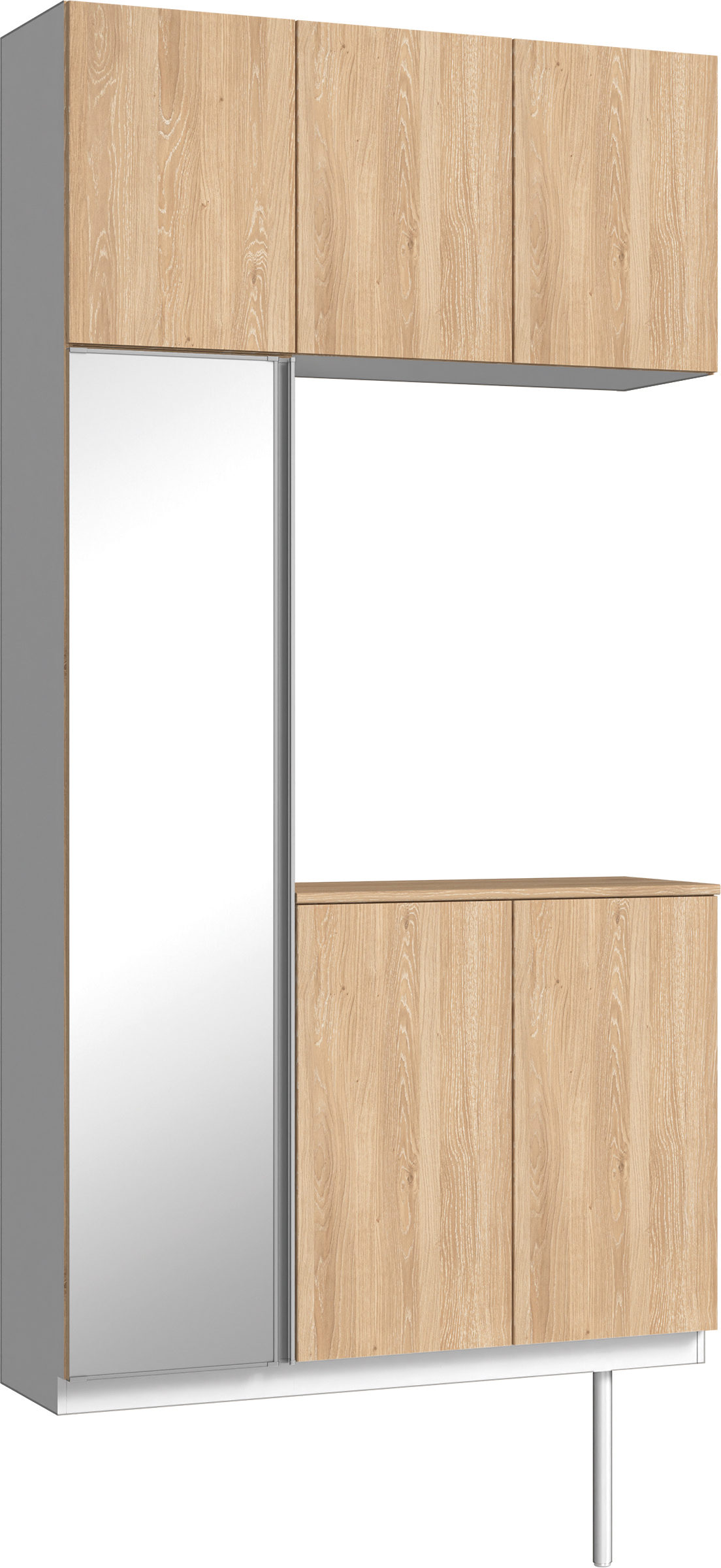 玄関収納　イエリア　開き戸ユニット　フラット　Ｓ３８　コの字ＰＬＡＮ　シューズ収納　ミラー扉　１２００幅　〈ミルキーオーカー柄〉　ハンドルレス