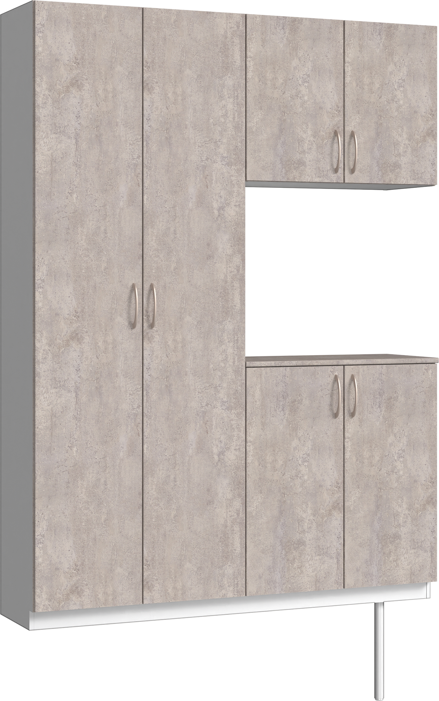 玄関収納　イエリア　開き戸ユニット　フラット　Ｓ８７　コの字ＰＬＡＮ　シューズ収納　パネル扉　１４８０幅　〈コンクリートグレー柄〉　ハンドルラウンド型〈Ｔシルバー色〉