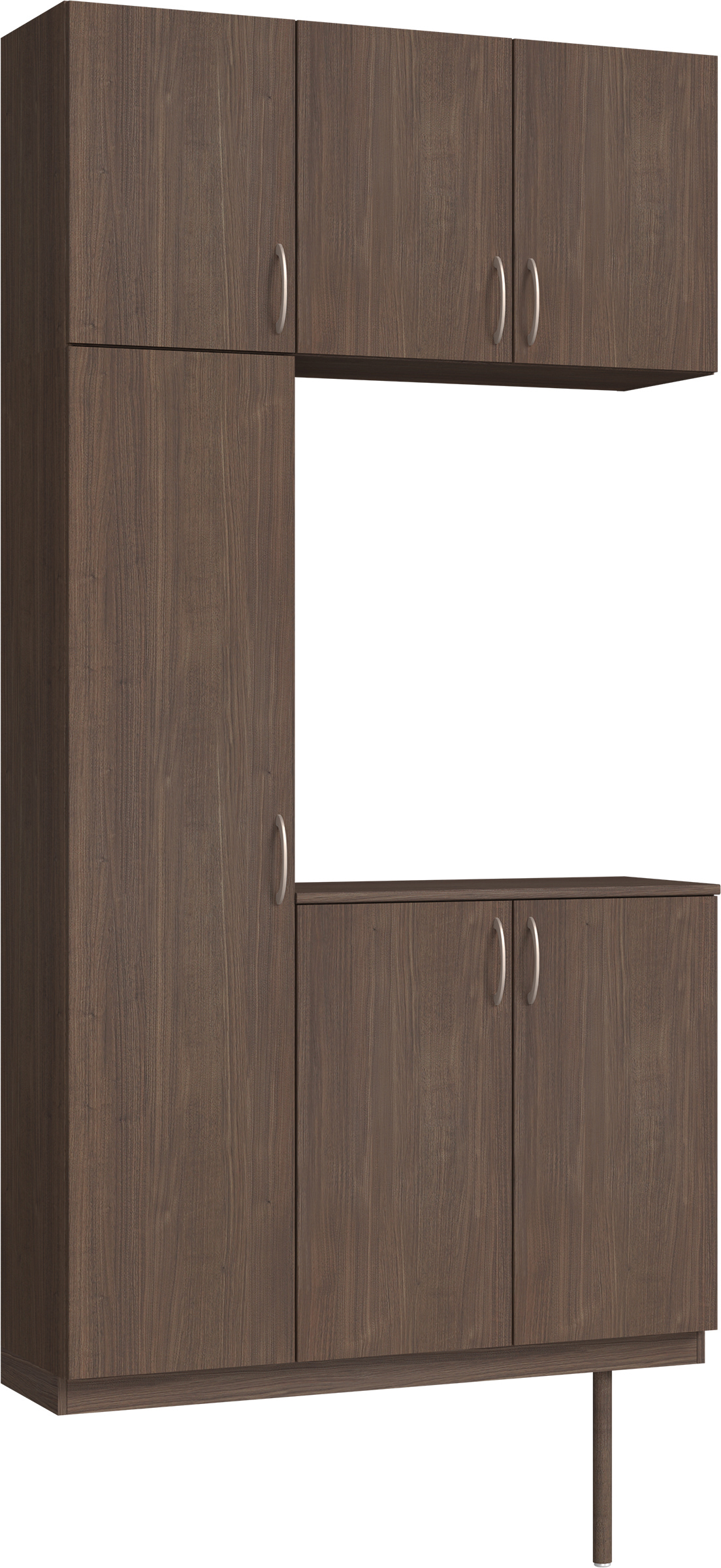 玄関収納　イエリア　開き戸ユニット　フラット縦木目　Ｓ３１　コの字ＰＬＡＮ　シューズ収納　ウッド扉　１２００幅　〈ダルブラウン柄〉　ハンドルラウンド型〈Ｔシルバー色〉