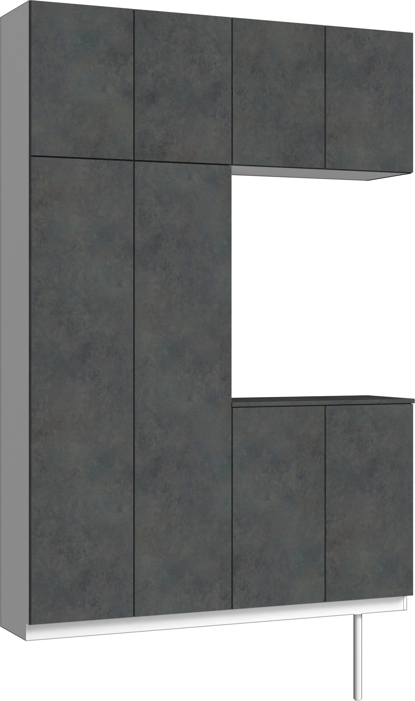 玄関収納　イエリア　開き戸ユニット　フラット　Ｓ４２　コの字ＰＬＡＮ　シューズ収納　パネル扉　１６００幅　〈アイアンブラック柄〉　ハンドルレス