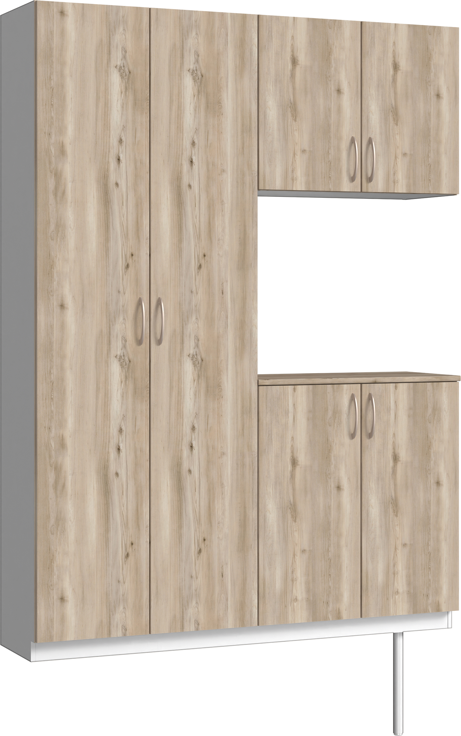 玄関収納　イエリア　開き戸ユニット　フラット　Ｓ８７　コの字ＰＬＡＮ　シューズ収納　パネル扉　１４８０幅　〈スモークグレー柄〉　ハンドルラウンド型〈Ｔシルバー色〉