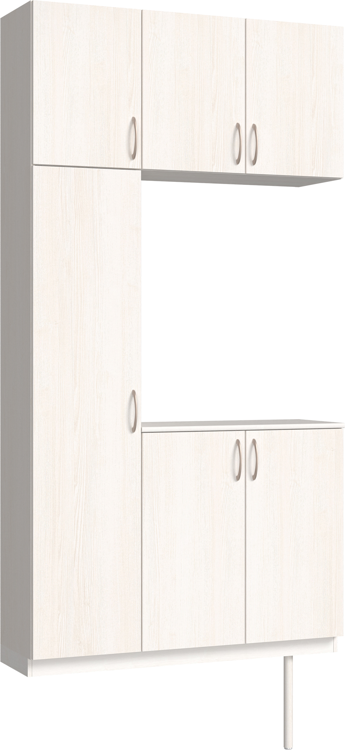 玄関収納　イエリア　開き戸ユニット　フラット縦木目　Ｓ３１　コの字ＰＬＡＮ　シューズ収納　ウッド扉　１２００幅　〈ネオホワイト柄〉　ハンドルラウンド型〈Ｔシルバー色〉