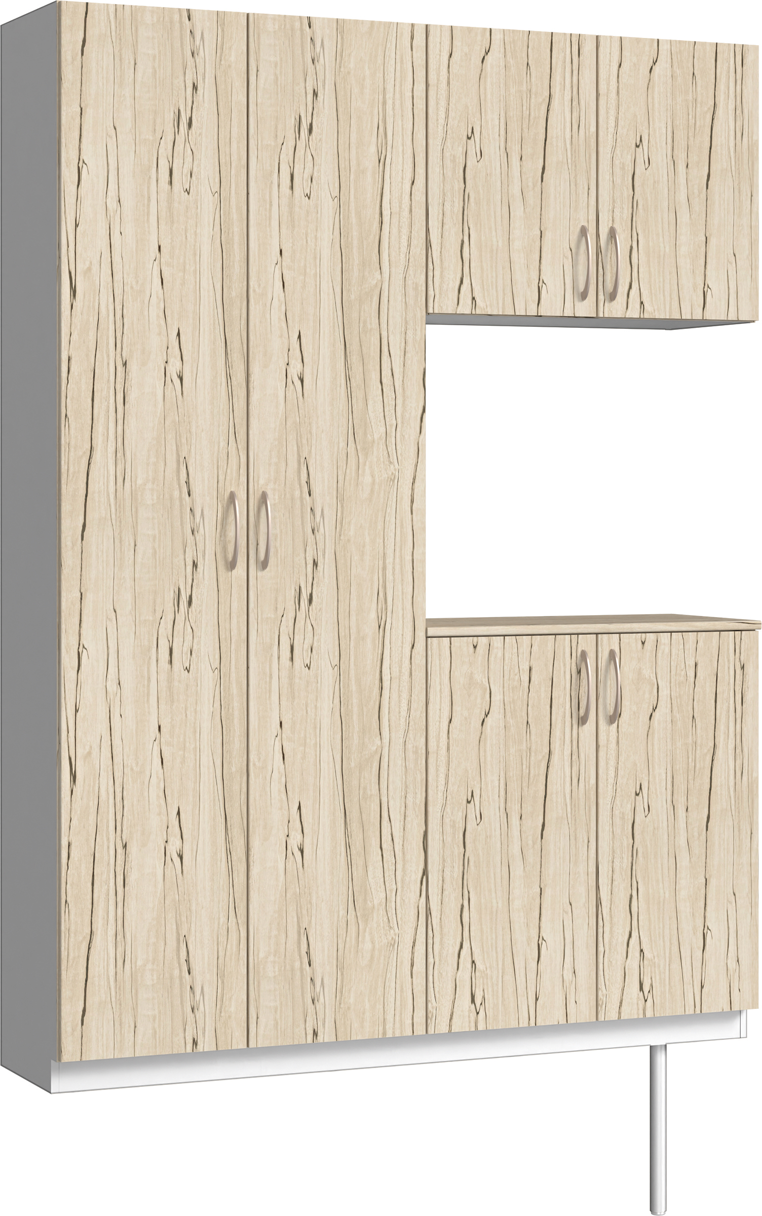 玄関収納　イエリア　開き戸ユニット　フラット　Ｓ８７　コの字ＰＬＡＮ　シューズ収納　パネル扉　１４８０幅　〈スロウベージュ柄〉　ハンドルラウンド型〈Ｔシルバー色〉