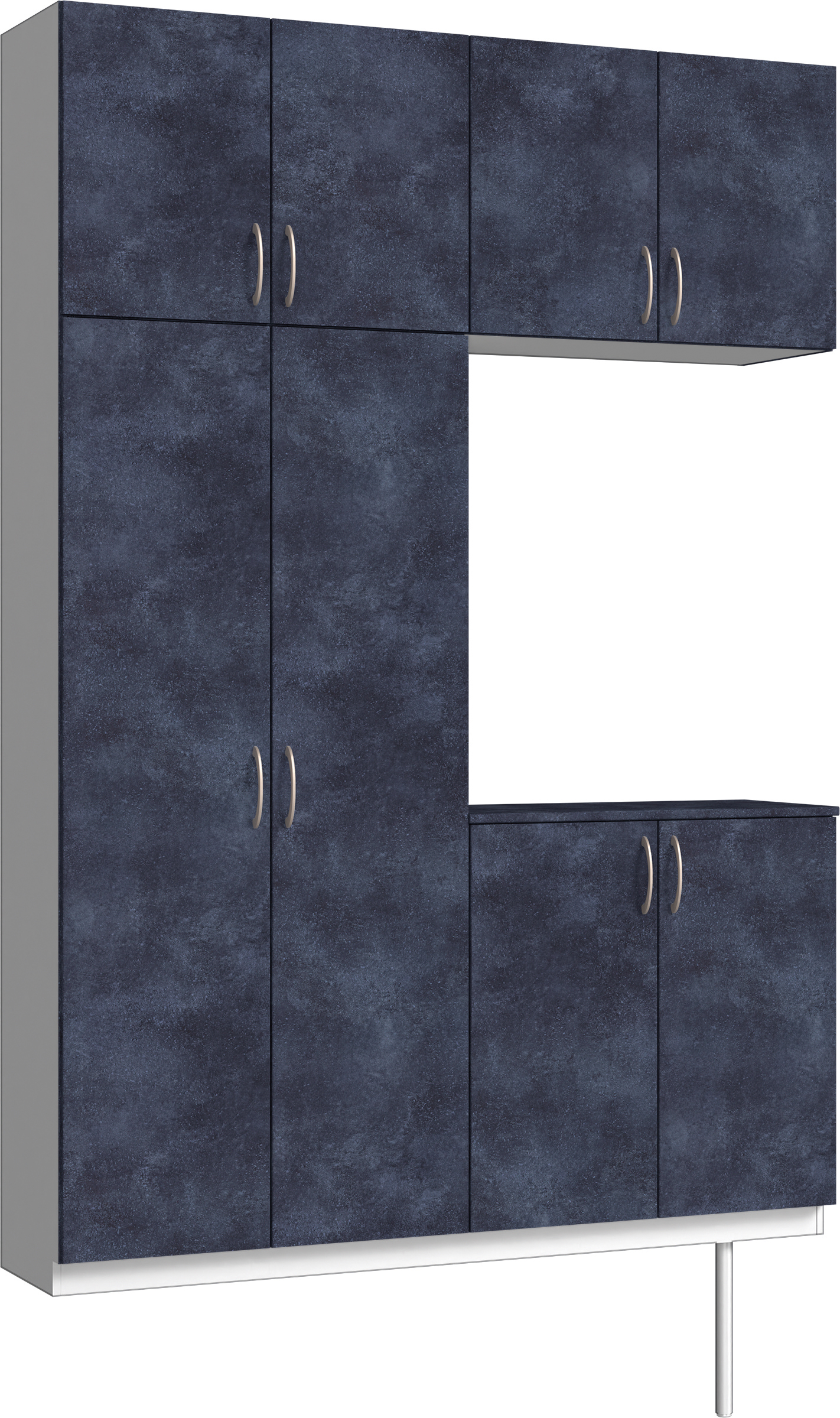 玄関収納　イエリア　開き戸ユニット　フラット　Ｓ４２　コの字ＰＬＡＮ　シューズ収納　パネル扉　１６００幅　〈コバルトブルー柄〉　ハンドルラウンド型〈Ｔシルバー色〉