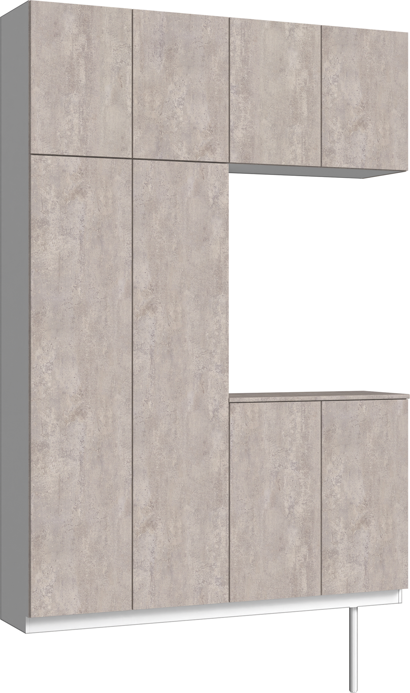 玄関収納　イエリア　開き戸ユニット　フラット　Ｓ４２　コの字ＰＬＡＮ　シューズ収納　パネル扉　１６００幅　〈コンクリートグレー柄〉　ハンドルレス