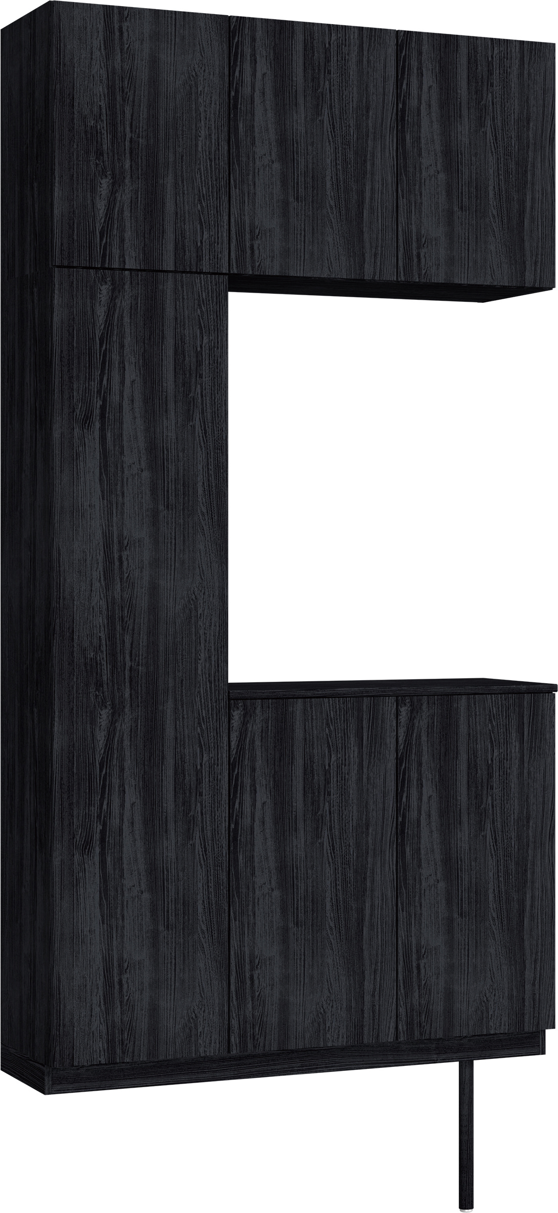 玄関収納　イエリア　開き戸ユニット　フラット縦木目　Ｓ３１　コの字ＰＬＡＮ　シューズ収納　ウッド扉　１２００幅　〈モスブラック柄〉　ハンドルレス