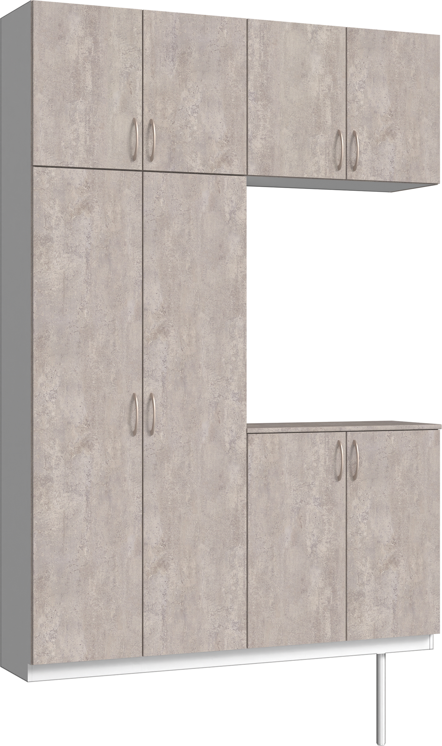 玄関収納　イエリア　開き戸ユニット　フラット　Ｓ４２　コの字ＰＬＡＮ　シューズ収納　パネル扉　１６００幅　〈コンクリートグレー柄〉　ハンドルラウンド型〈Ｔシルバー色〉