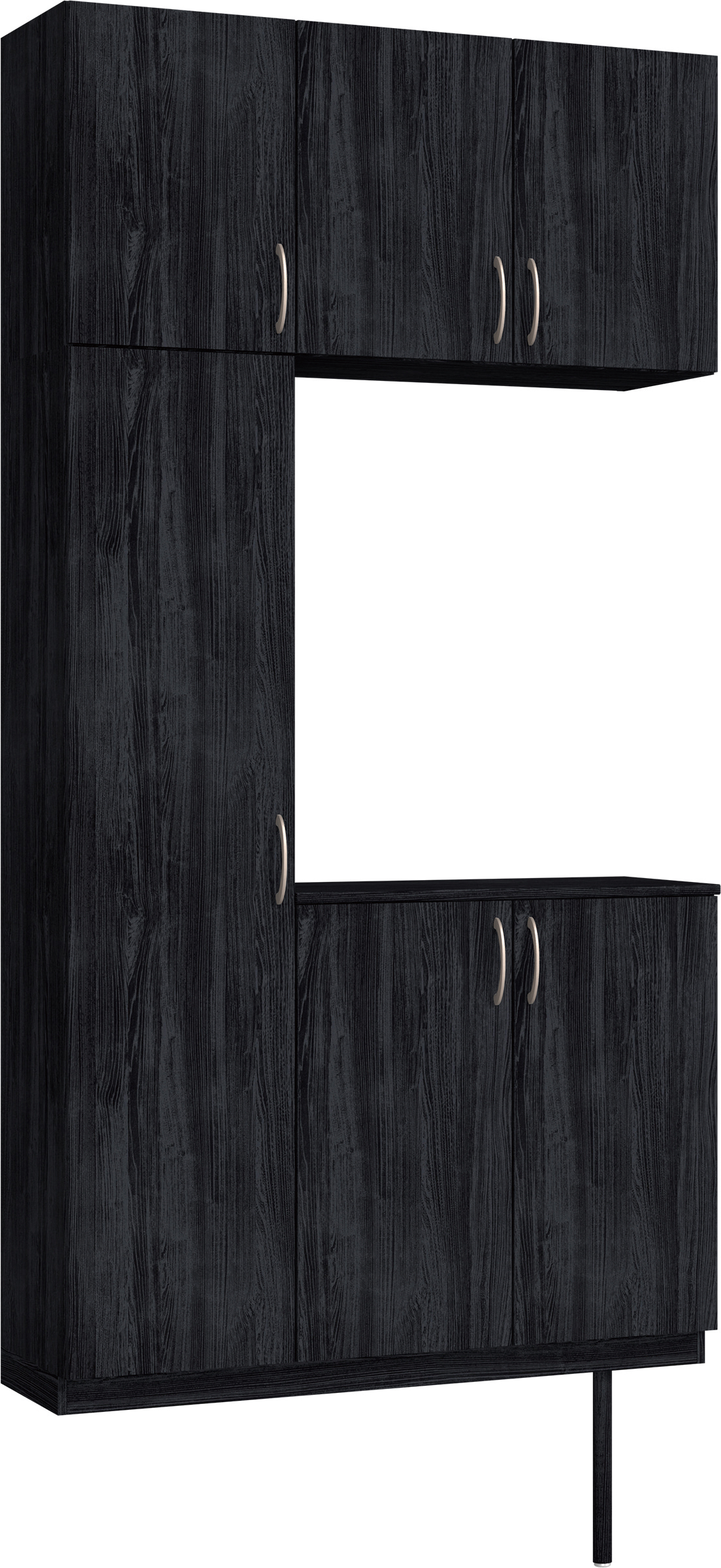 玄関収納　イエリア　開き戸ユニット　フラット縦木目　Ｓ３１　コの字ＰＬＡＮ　シューズ収納　ウッド扉　１２００幅　〈モスブラック柄〉　ハンドルラウンド型〈Ｔシルバー色〉