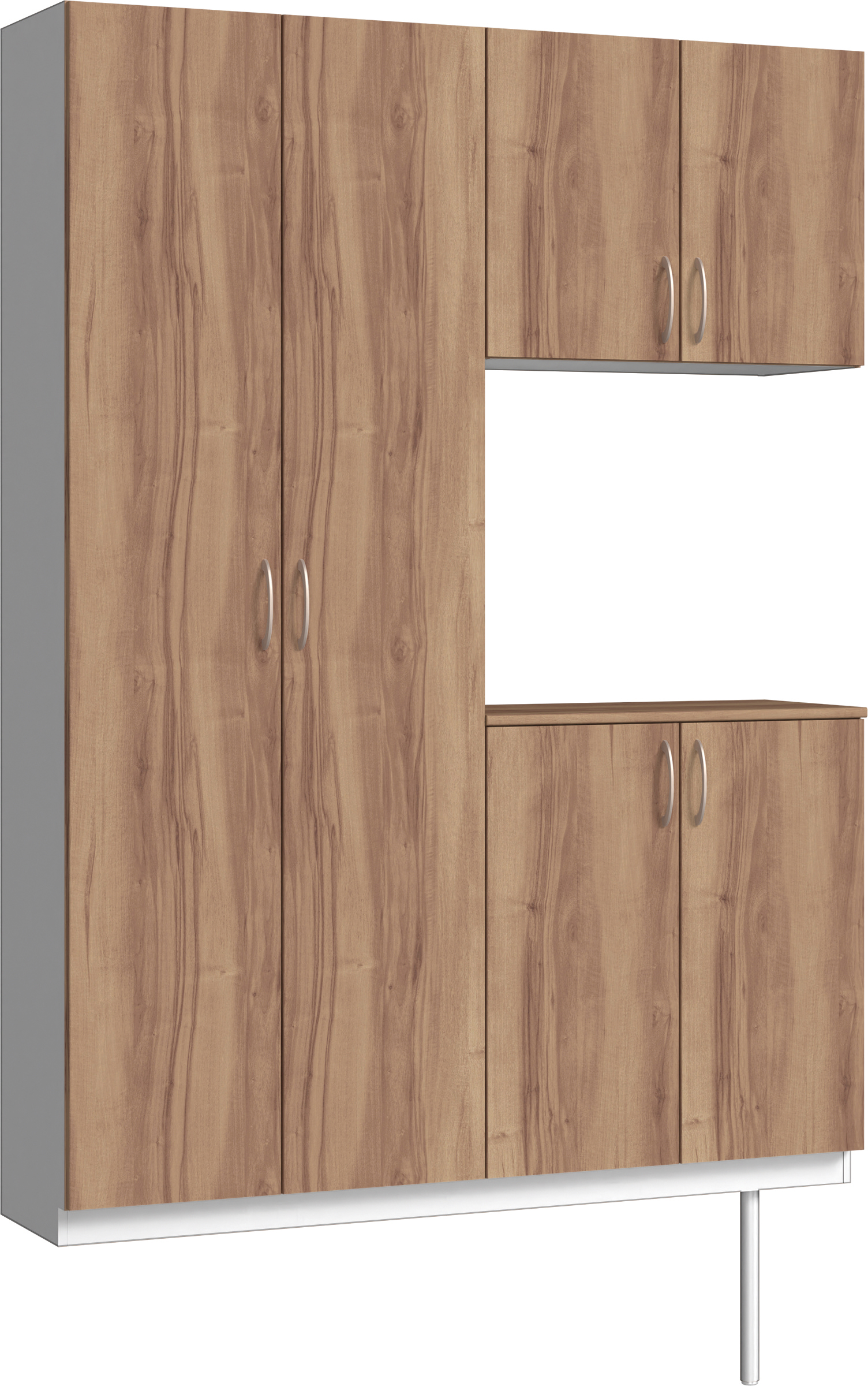 玄関収納　イエリア　開き戸ユニット　フラット　Ｓ８７　コの字ＰＬＡＮ　シューズ収納　パネル扉　１４８０幅　〈バームブラウン柄〉　ハンドルラウンド型〈Ｔシルバー色〉