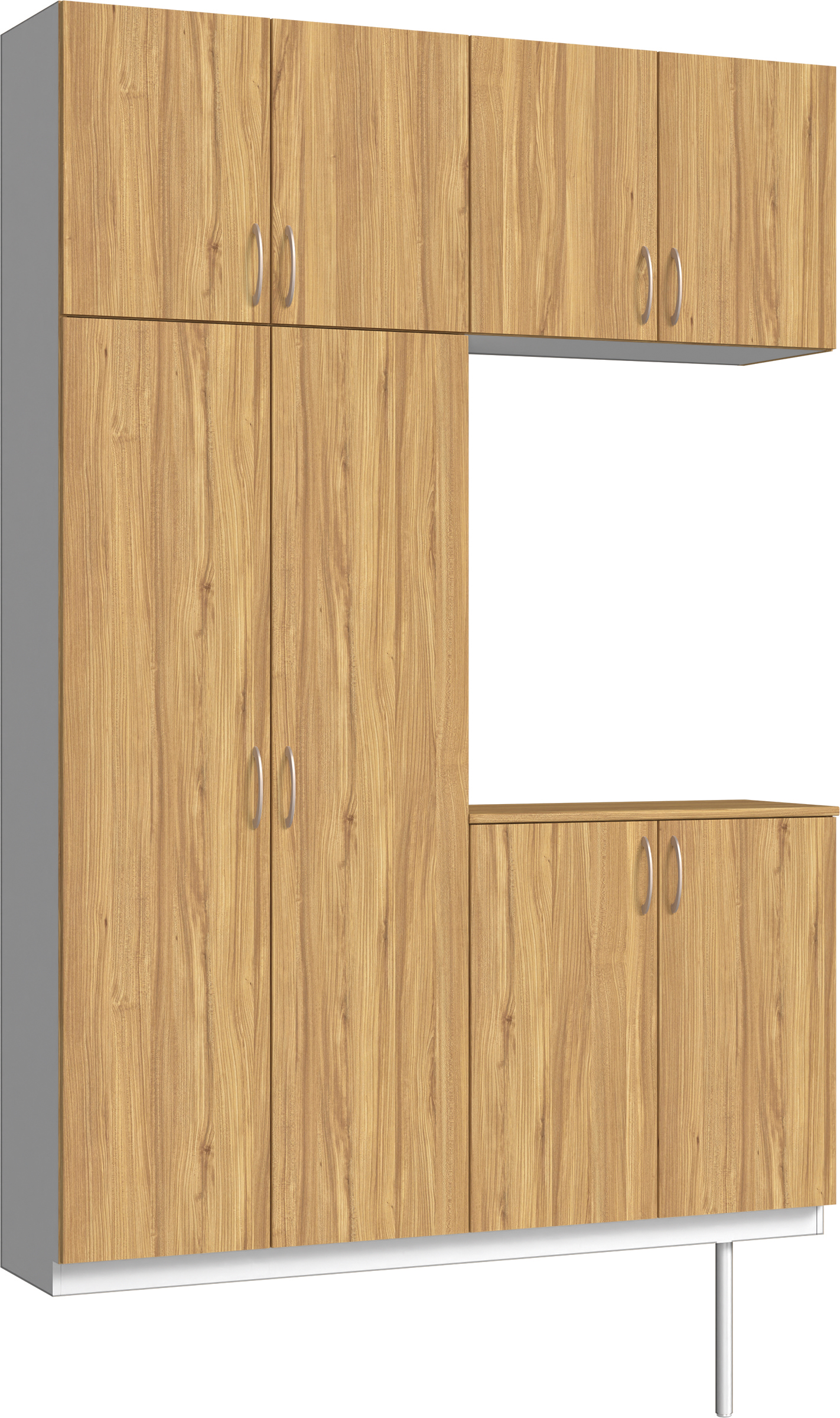 玄関収納　イエリア　開き戸ユニット　フラット　Ｓ４２　コの字ＰＬＡＮ　シューズ収納　パネル扉　１６００幅　〈シナモンブラウン柄〉　ハンドルラウンド型〈Ｔシルバー色〉