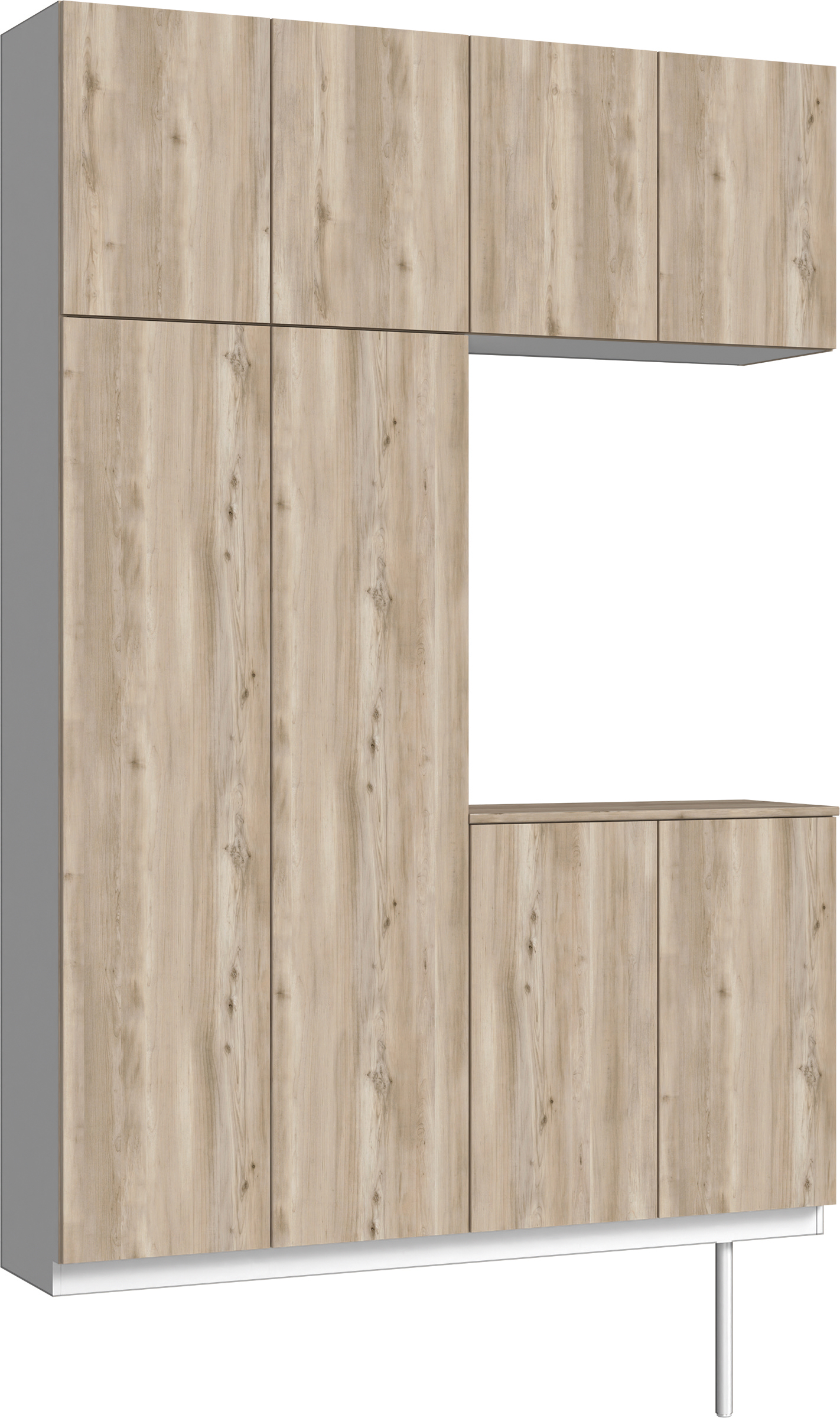 玄関収納　イエリア　開き戸ユニット　フラット　Ｓ４２　コの字ＰＬＡＮ　シューズ収納　パネル扉　１６００幅　〈スモークグレー柄〉　ハンドルレス