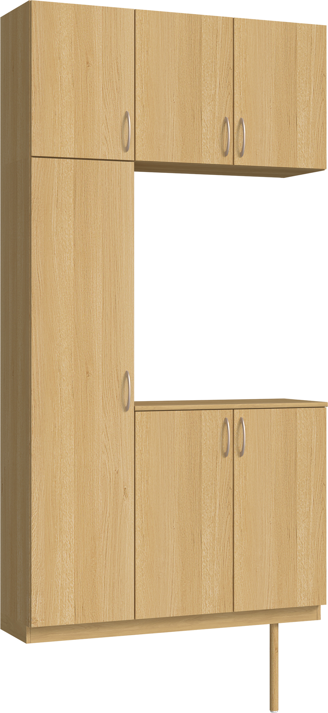 玄関収納　イエリア　開き戸ユニット　フラット縦木目　Ｓ３１　コの字ＰＬＡＮ　シューズ収納　ウッド扉　１２００幅　〈ライトオーカー柄〉　ハンドルラウンド型〈Ｔシルバー色〉