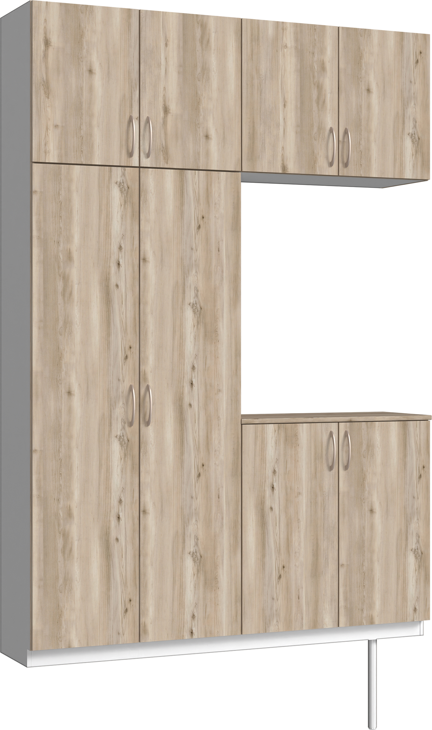 玄関収納　イエリア　開き戸ユニット　フラット　Ｓ４２　コの字ＰＬＡＮ　シューズ収納　パネル扉　１６００幅　〈スモークグレー柄〉　ハンドルラウンド型〈Ｔシルバー色〉