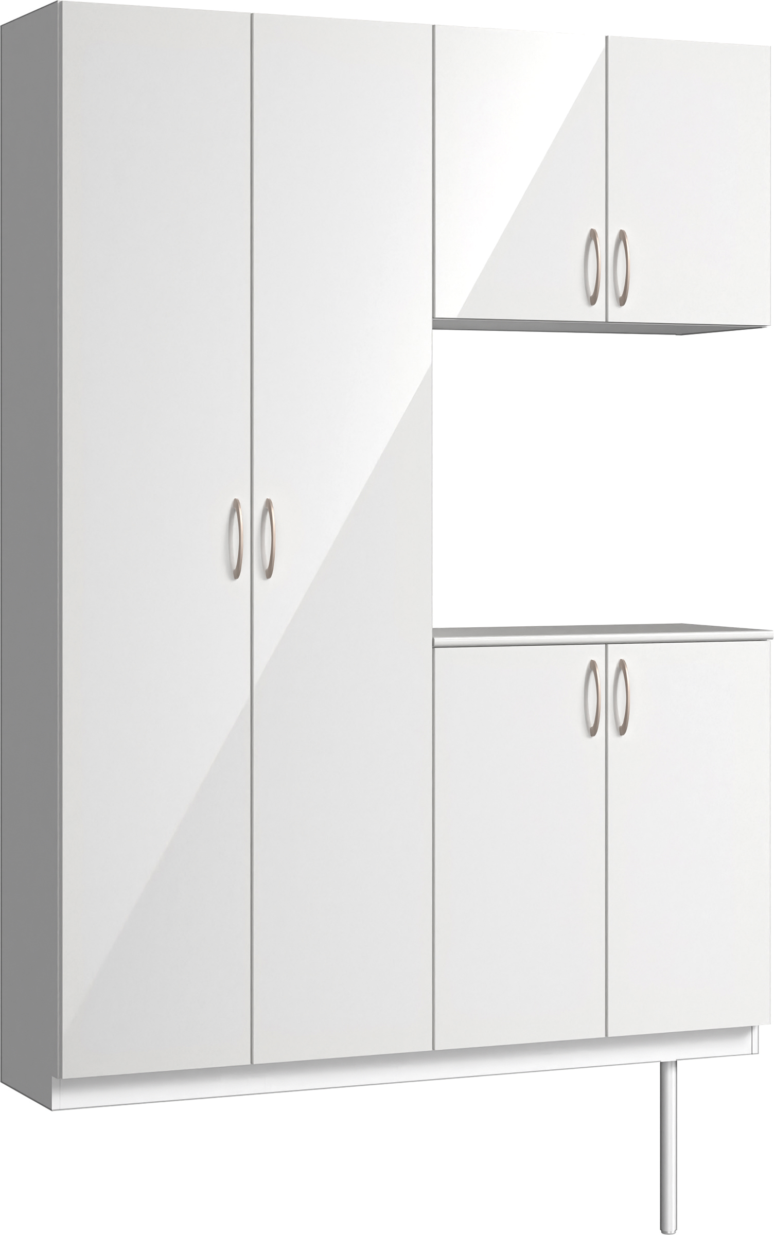 玄関収納　イエリア　開き戸ユニット　フラット　Ｓ８７　コの字ＰＬＡＮ　シューズ収納　パネル扉　１４８０幅　〈ルミホワイト柄〉　ハンドルラウンド型〈Ｔシルバー色〉