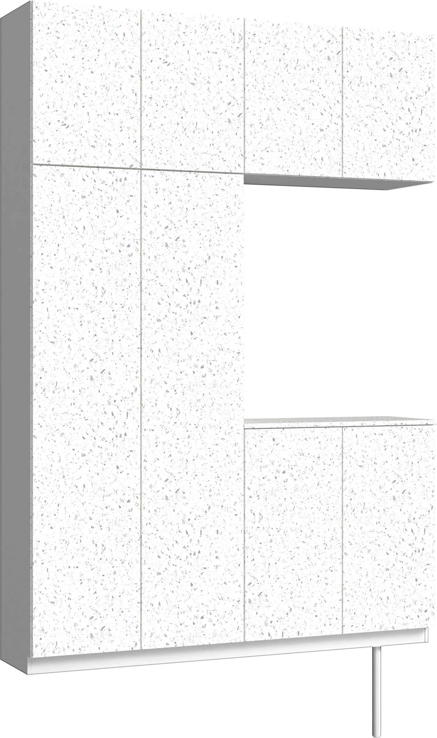 玄関収納　イエリア　開き戸ユニット　フラット　Ｓ４２　コの字ＰＬＡＮ　シューズ収納　パネル扉　１６００幅　〈テラゾホワイト柄〉　ハンドルレス