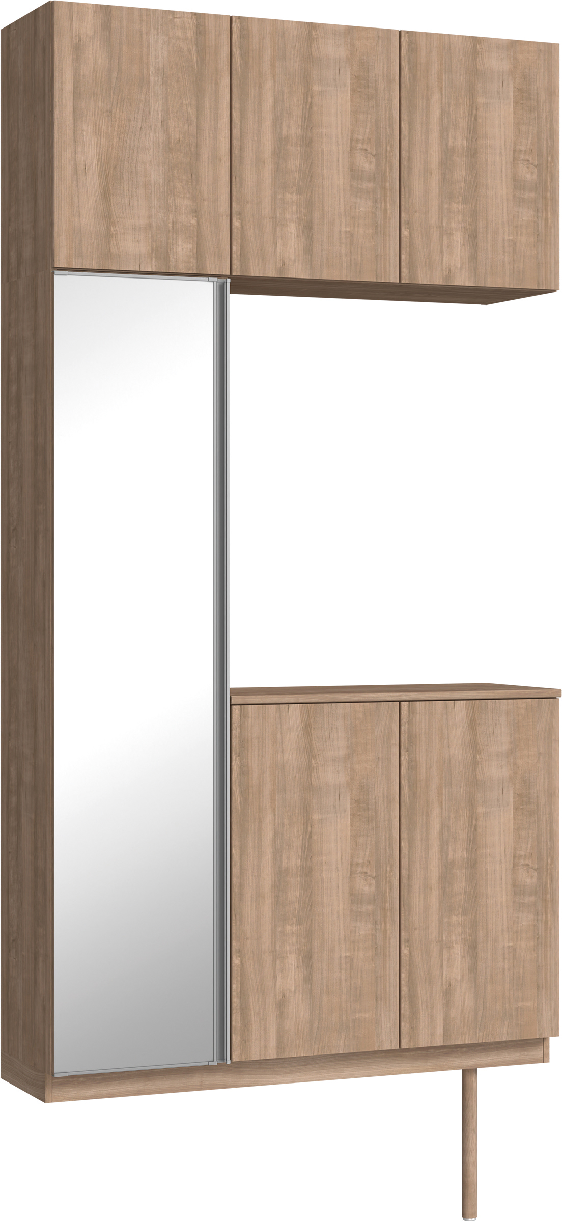 玄関収納　イエリア　開き戸ユニット　フラット縦木目　Ｓ３８　コの字ＰＬＡＮ　シューズ収納　ミラー扉　１２００幅　〈トープグレー柄〉　ハンドルレス