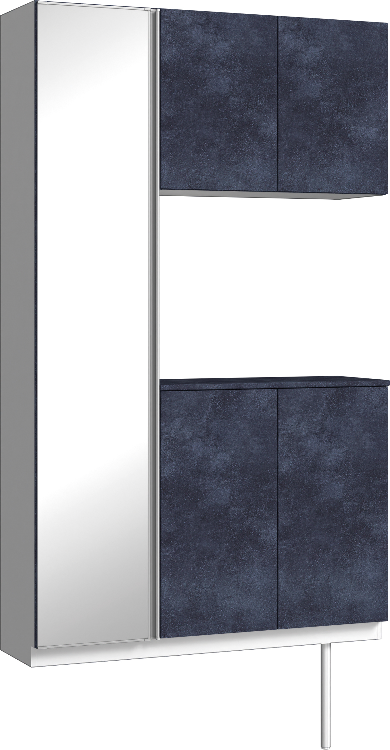 玄関収納　イエリア　開き戸ユニット　フラット　Ｓ９３　コの字ＰＬＡＮ　シューズ収納　ミラー扉　１２００幅　〈コバルトブルー柄〉　ハンドルレス