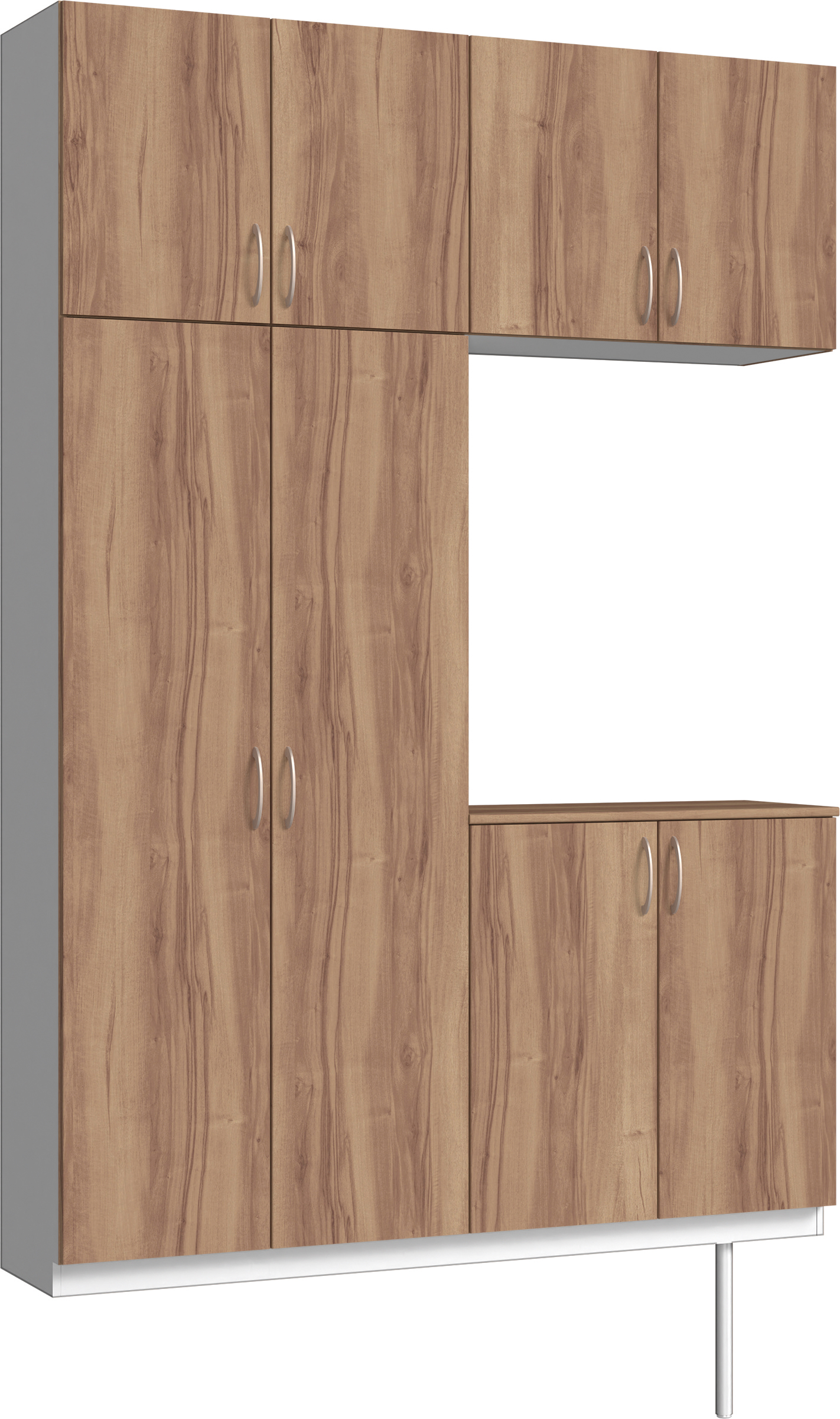 玄関収納　イエリア　開き戸ユニット　フラット　Ｓ４２　コの字ＰＬＡＮ　シューズ収納　パネル扉　１６００幅　〈バームブラウン柄〉　ハンドルラウンド型〈Ｔシルバー色〉