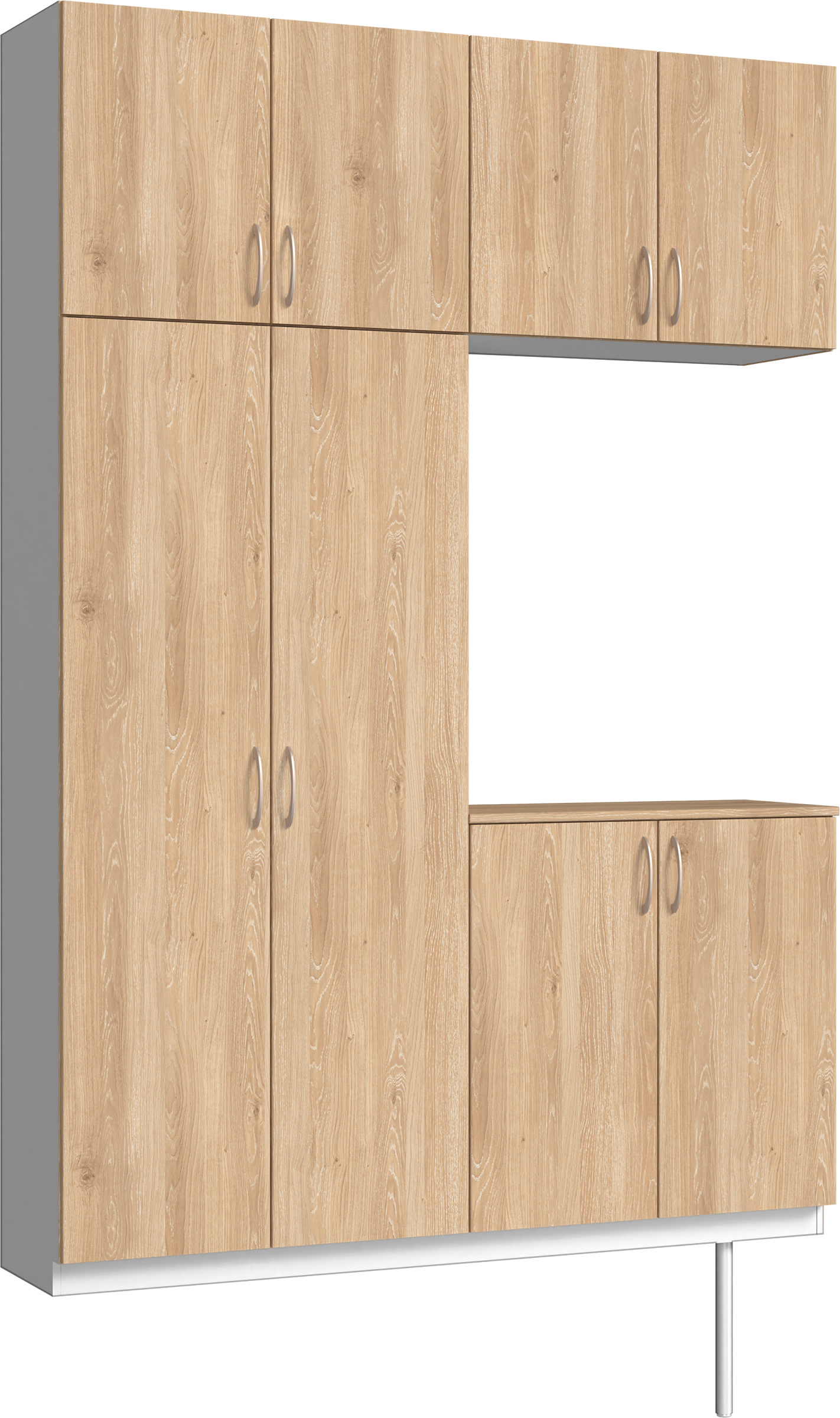 玄関収納　イエリア　開き戸ユニット　フラット　Ｓ４２　コの字ＰＬＡＮ　シューズ収納　パネル扉　１６００幅　〈ミルキーオーカー柄〉　ハンドルラウンド型〈Ｔシルバー色〉