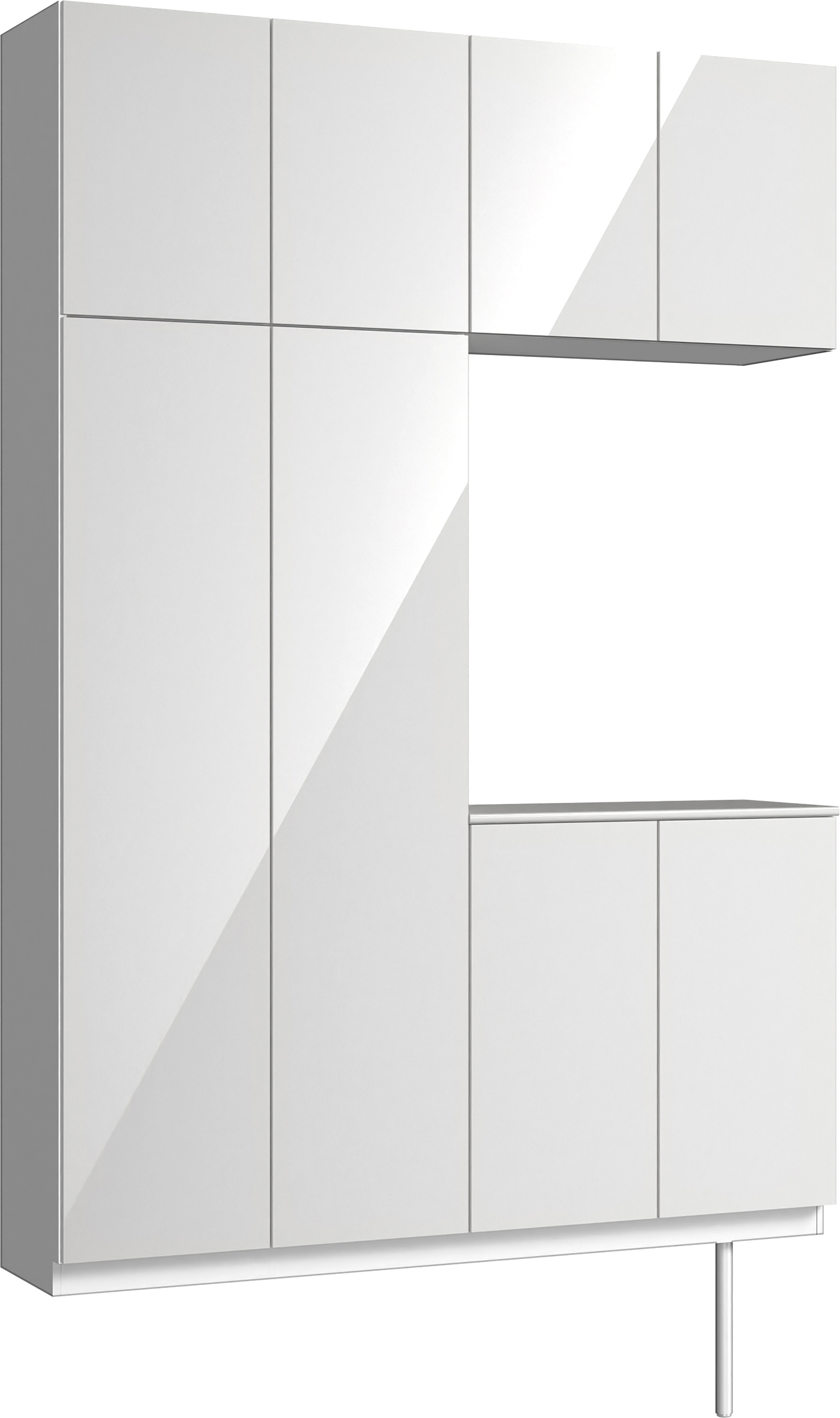 玄関収納　イエリア　開き戸ユニット　フラット　Ｓ４２　コの字ＰＬＡＮ　シューズ収納　パネル扉　１６００幅　〈ルミホワイト柄〉　ハンドルレス